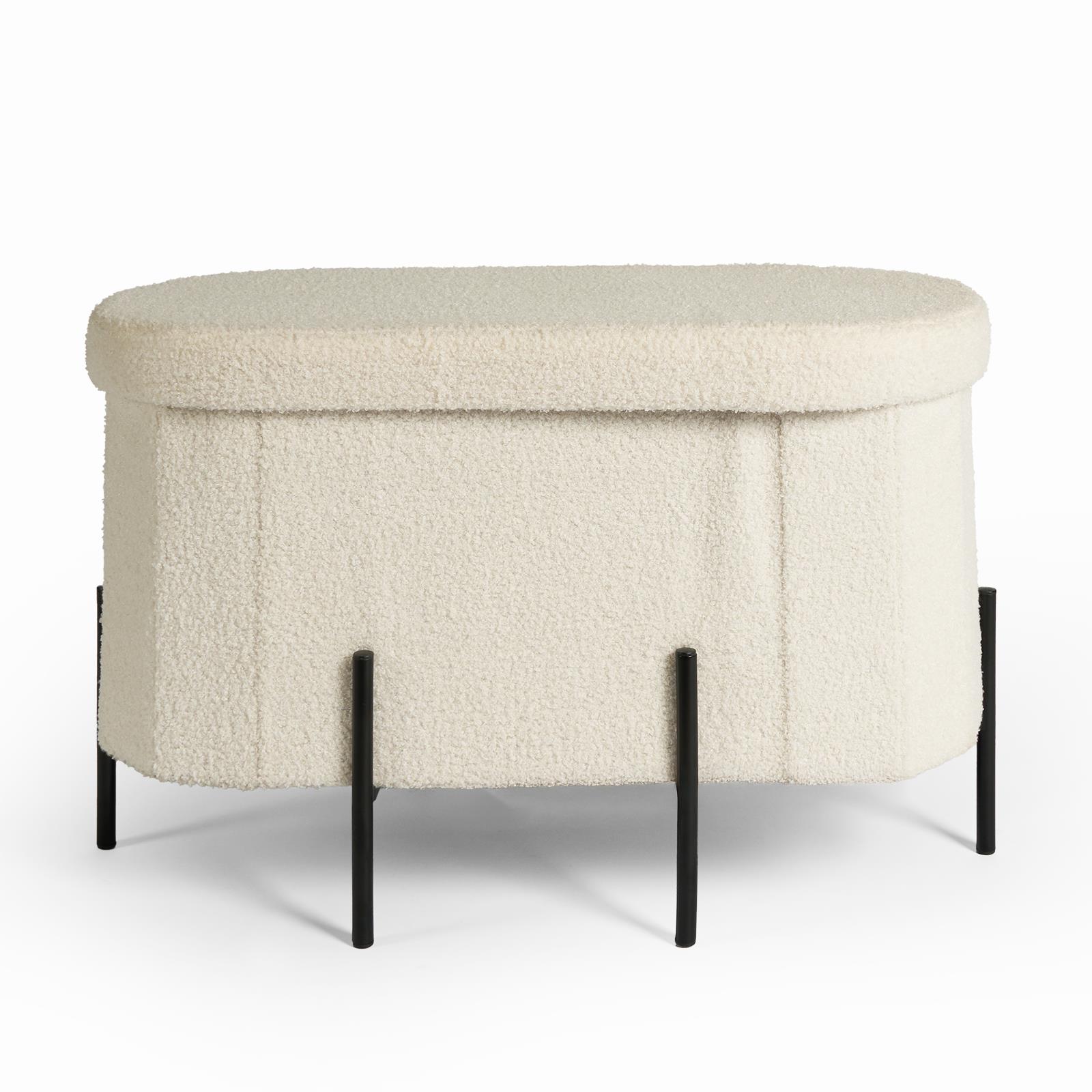 OHS Ottoman Boucle Storage Box Folding Footstool Cube Round Rectangle