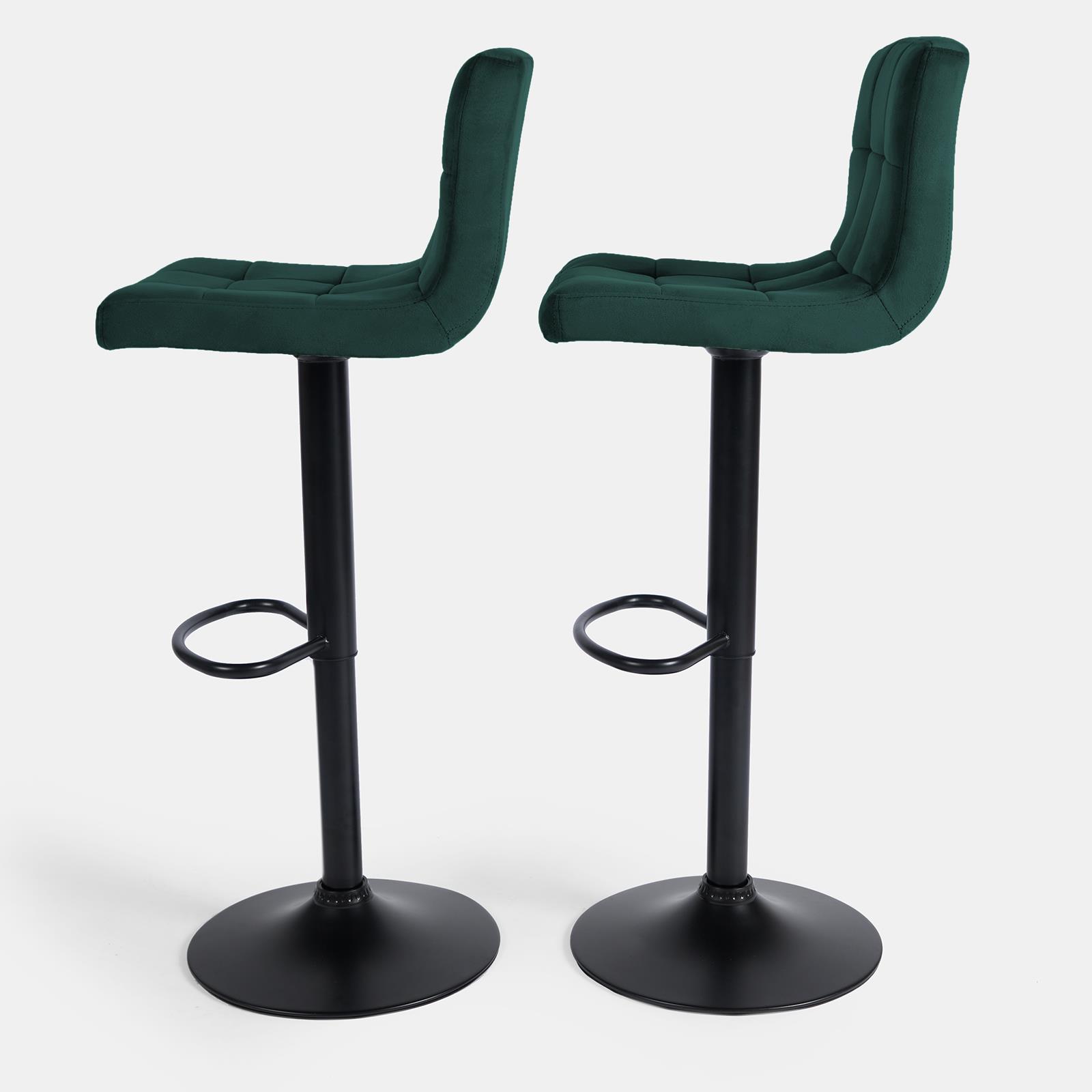 Adjustable Bar Stools x 2 Velvet Swivel Pub Seat Kitchen Breakfast Counter Chair - Picture 45 of 47