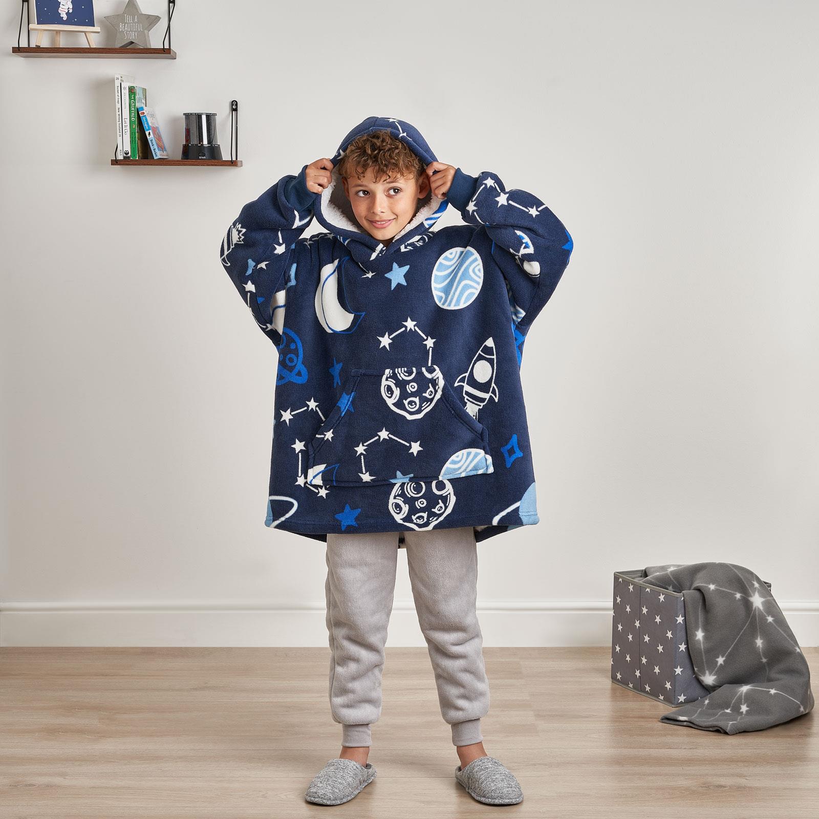 Kids Hoodie Blanket Oversized Sherpa Fleece Jumper Sweatshirt Soft Warm Throw - Picture 101 of 169