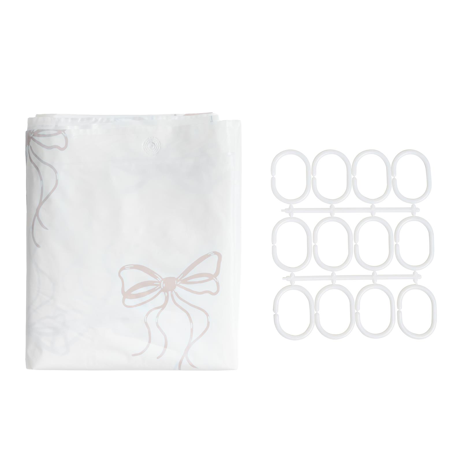 OHS Bows Shower Curtain with 12 Hooks Mould Proof Bathtub Curtains
