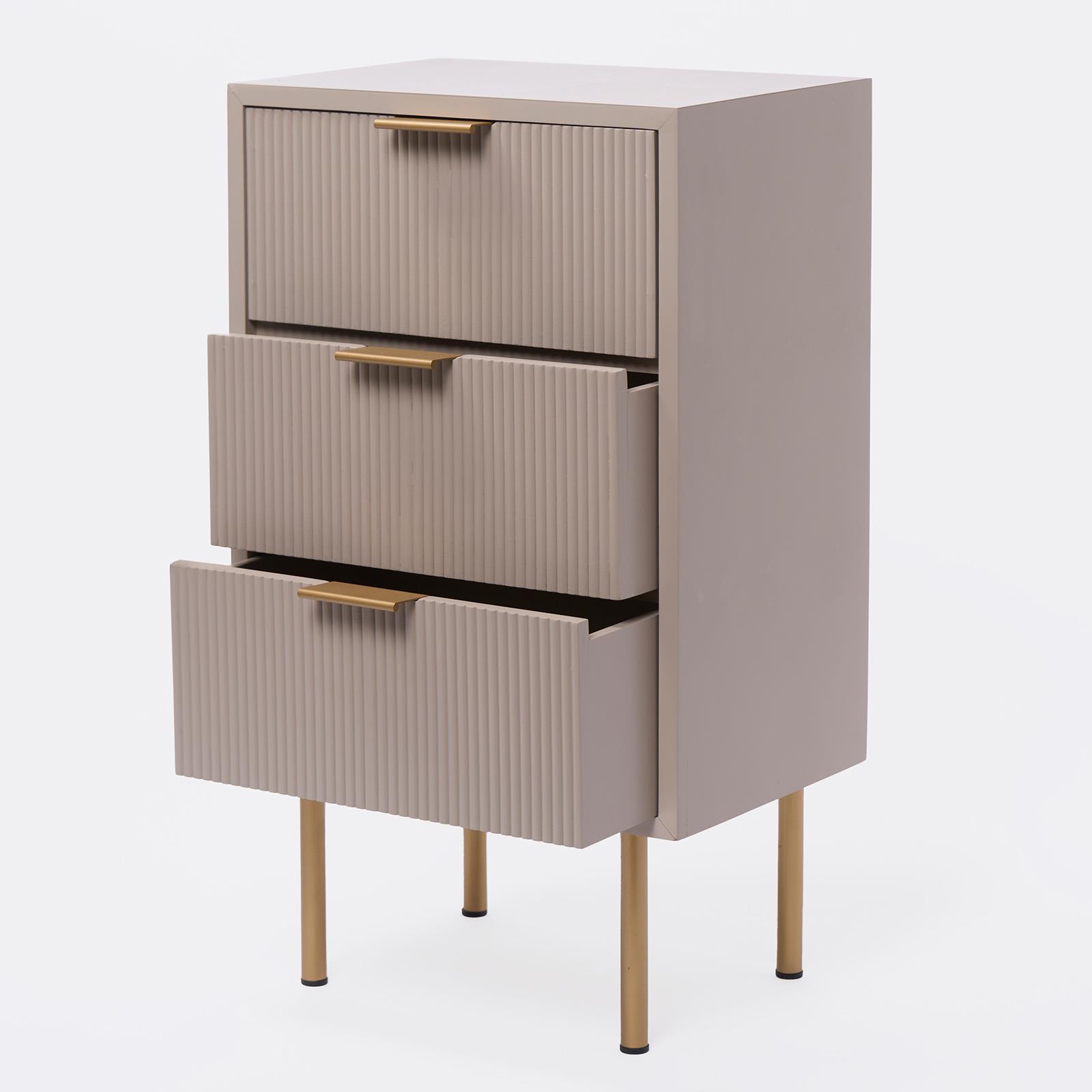 Ribbed Bedside Table Modern Bedroom 3/4 Draw Office Nightstand Living Room Unit - Picture 50 of 71