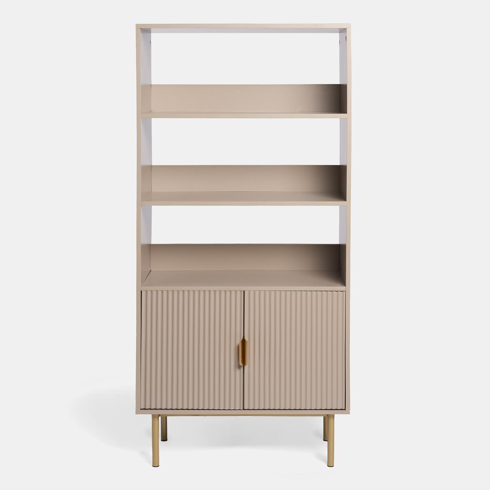 OHS Ribbed Display Cabinets 4 Tier Engineered Wood Shelf Storage Unit