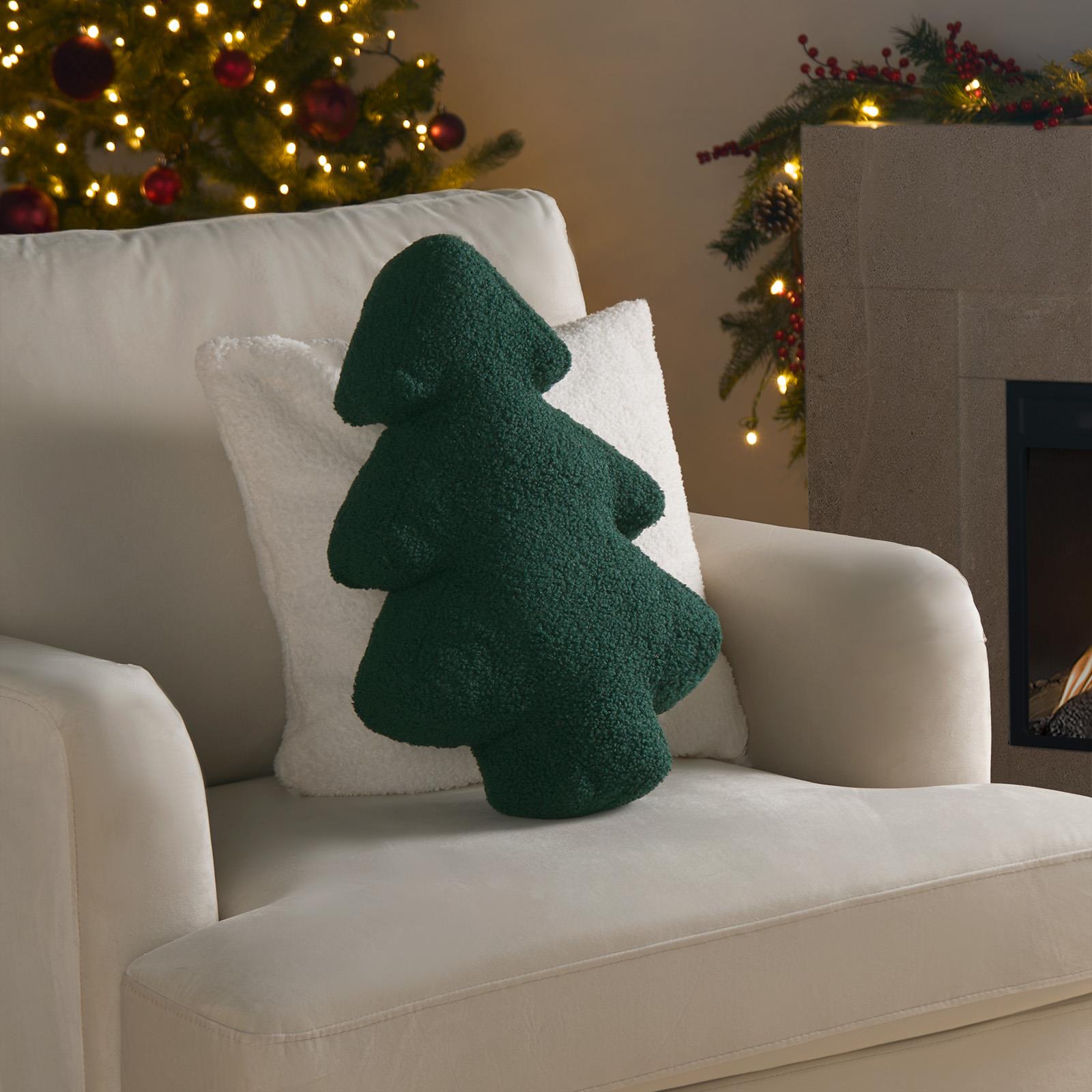OHS Xmas Tree Cushion Christmas Decorative Scatter Pillow Festive Home Decor