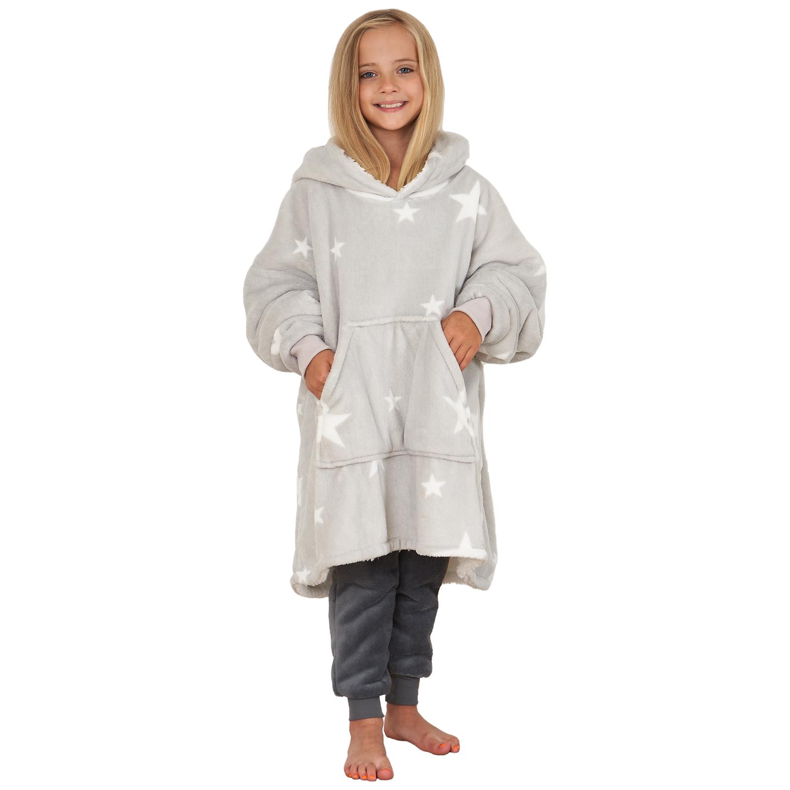 Kids Hoodie Blanket Oversized Sherpa Fleece Jumper Sweatshirt Soft Warm Throw - Picture 144 of 169