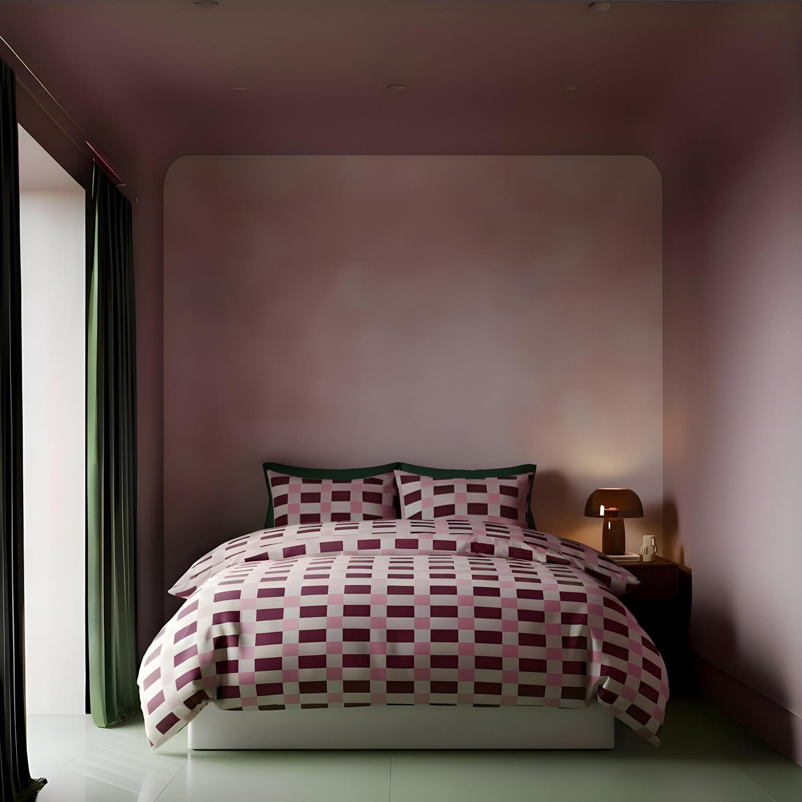 OHS Checkerboard Print Bedding Set Microfibre Duvet Cover with Pillowcase