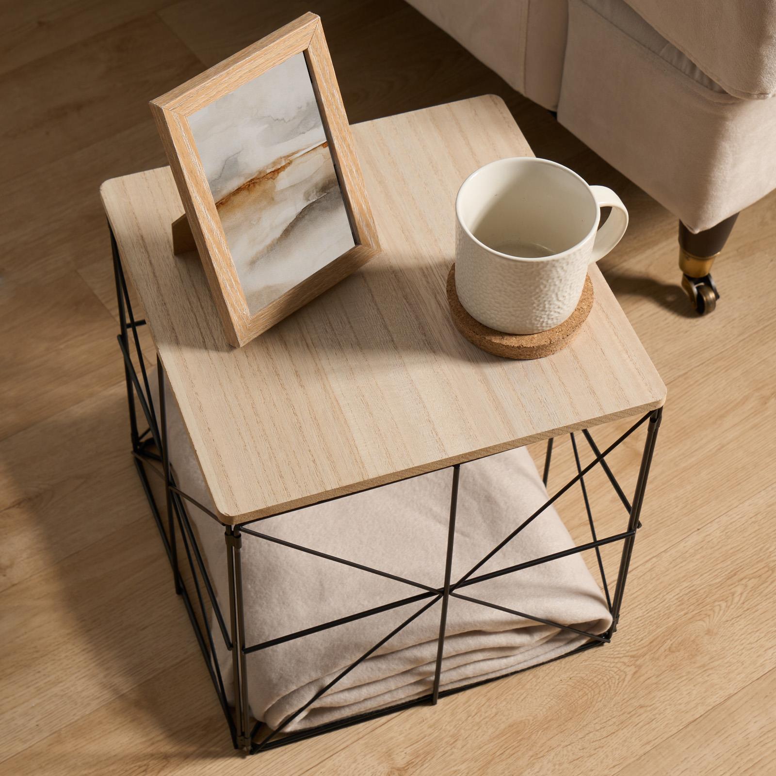 Cube Storage Basket Table Folding Wire Organiser Living Room Home Decor Bedroom