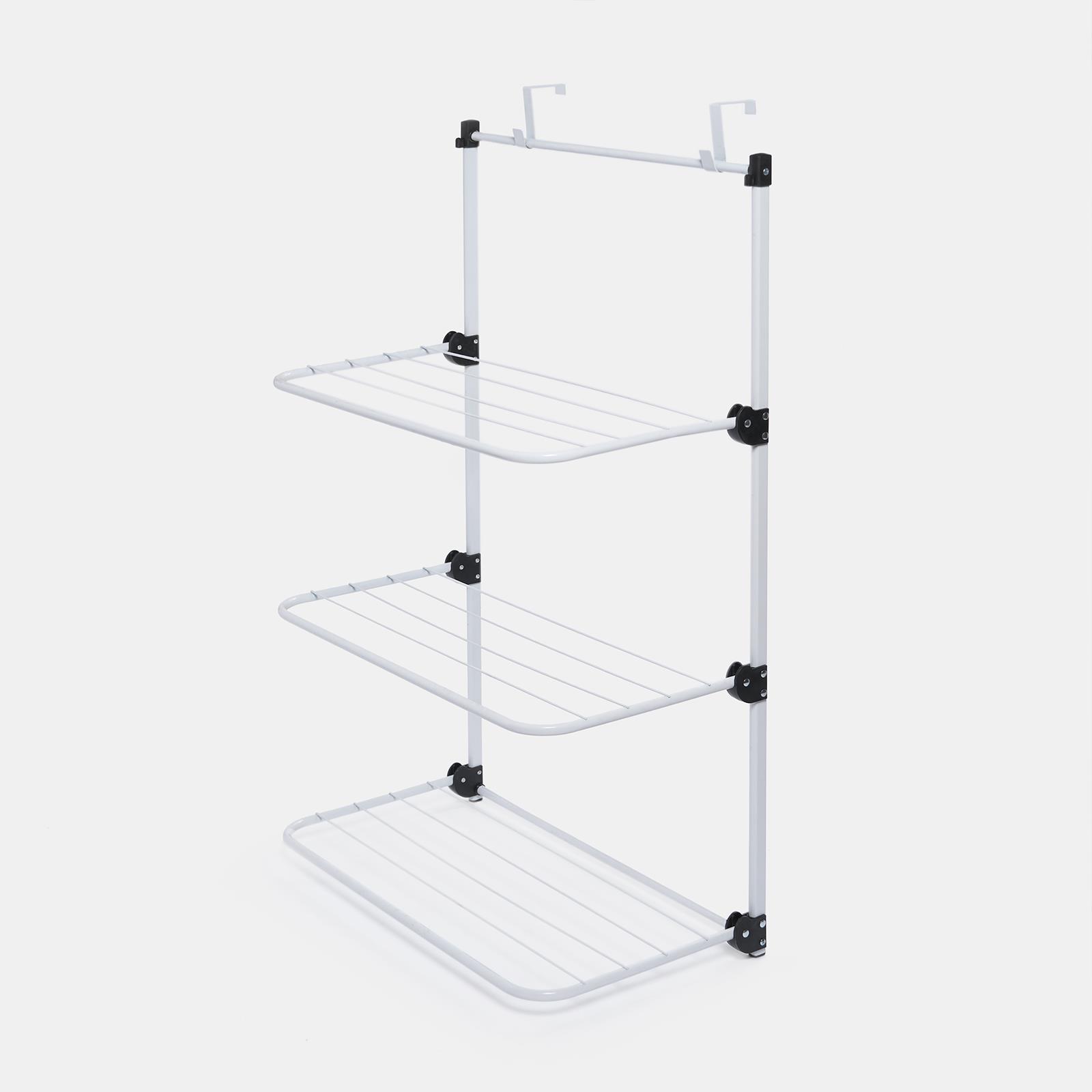 Over The Door Tiered Foldable Drying Rack Towel Storage Organiser Rail Hanger