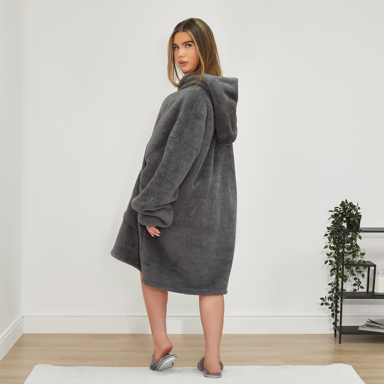 OHS Teddy Fleece Sherpa Lined Hooded Blanket Soft Oversized Adults Throw