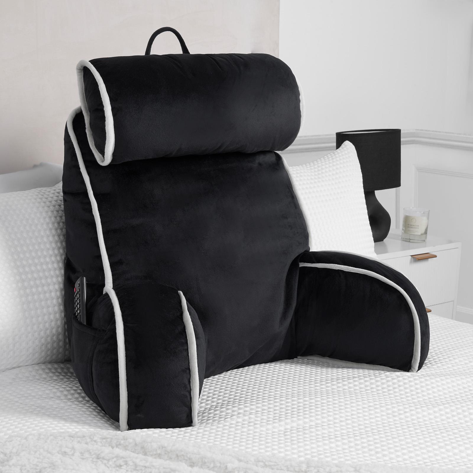 OHS Piped Edge Reading Pillow with Head Rest Super Soft Back Support Bed Sofa