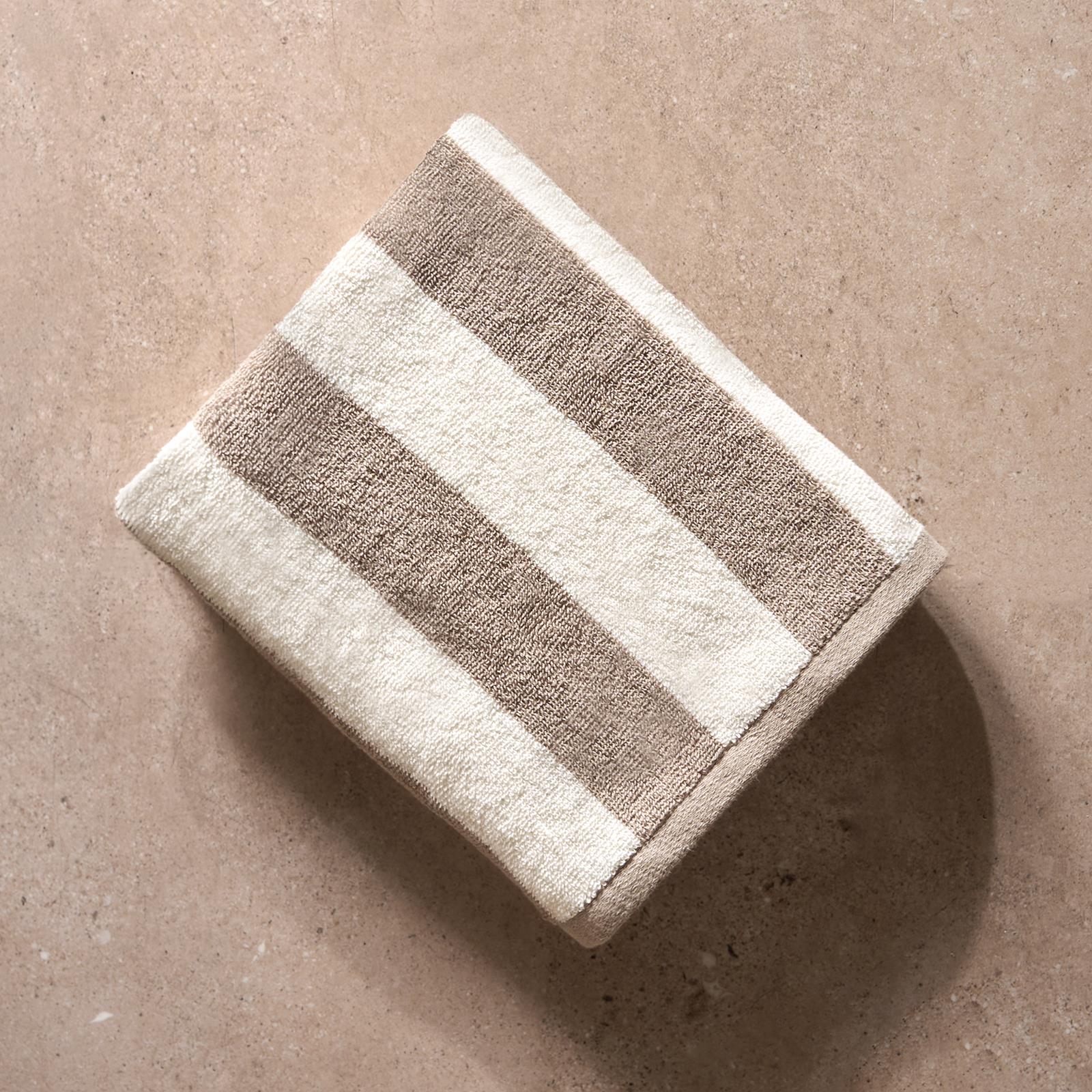 OHS Stripe 100% Cotton Bath Hand Towel Hotel Luxury Shower Soft Absorbent