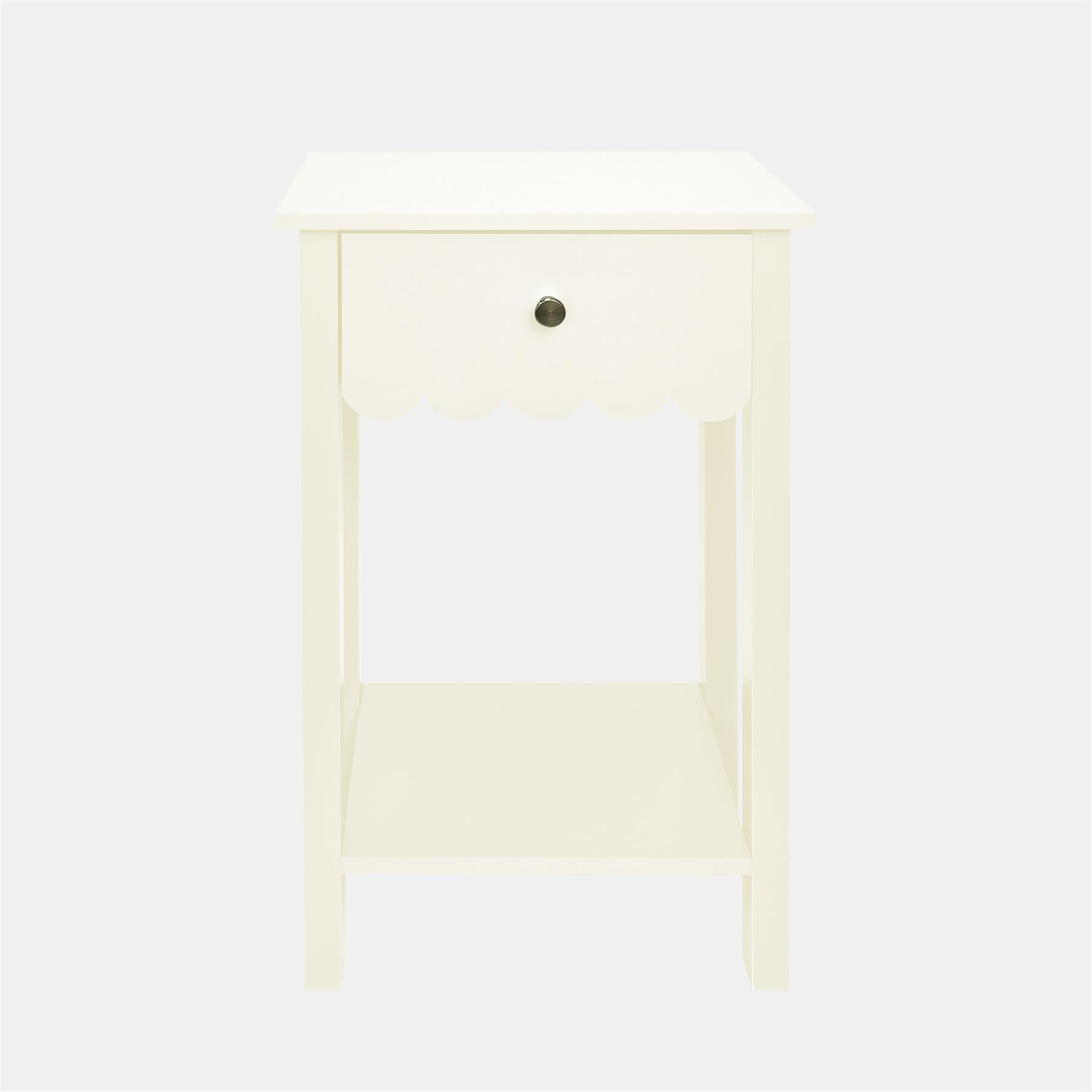 OHS Scallop Bedside Wood Nightstand 1 Drawer Storage Unit End Table Home Decor