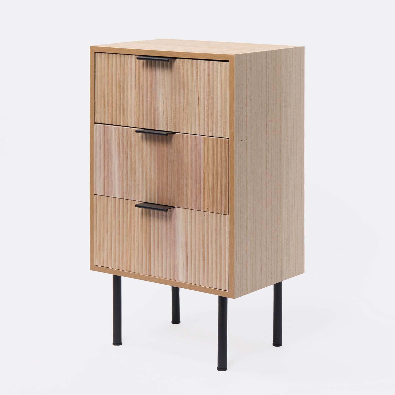 Ribbed Bedside Table Modern Bedroom 3/4 Draw Office Nightstand Living Room Unit - Picture 30 of 71
