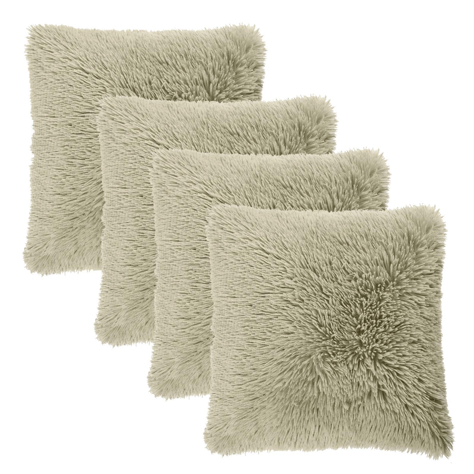 OHS Fluffy Cushion Covers 2 Pack Soft Fleece Square Pillowcases Home Decor