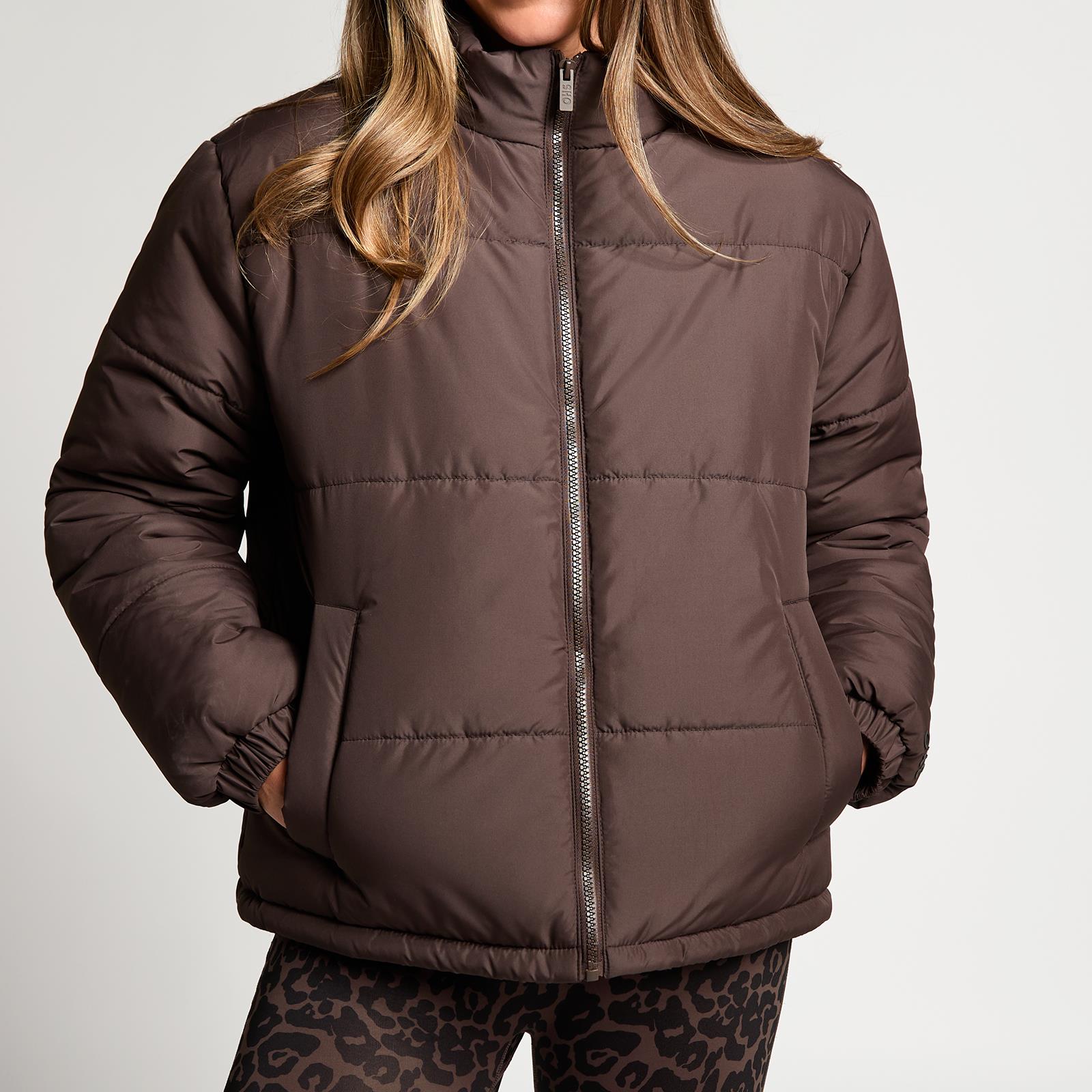 OHS Puffer Jacket Windproof Padded Winter Outerwear Cropped Zip Coat Hiking