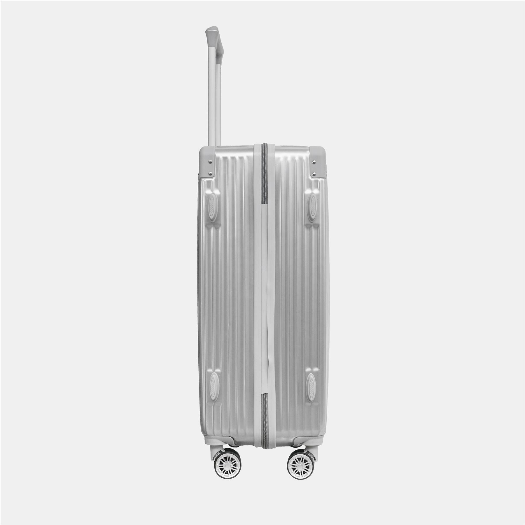 OHS Metallic Effect Suitcase Set 3-Piece Hard Shell Luggage 4 Wheel ABS