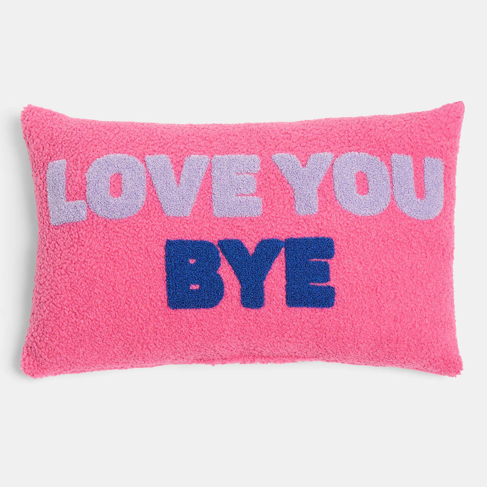 OHS Slogan Scatter Pillow Love You Bye Boucle Decor Filled Cushion Back Support