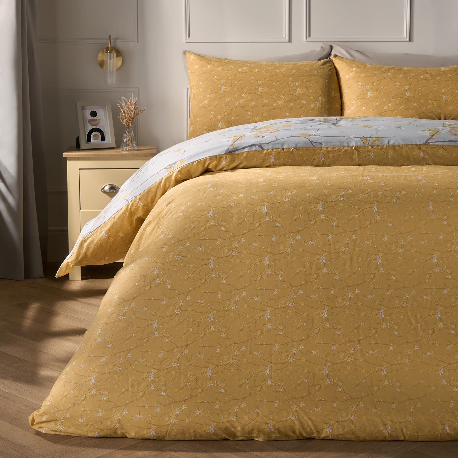 OHS Spring Blossoms Duvet Cover with Pillowcases Bedding Set Blush Ochre