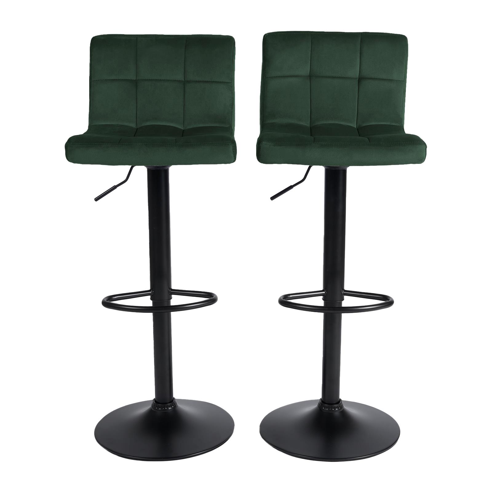 Adjustable Bar Stools x 2 Velvet Swivel Pub Seat Kitchen Breakfast Counter Chair - Picture 26 of 47