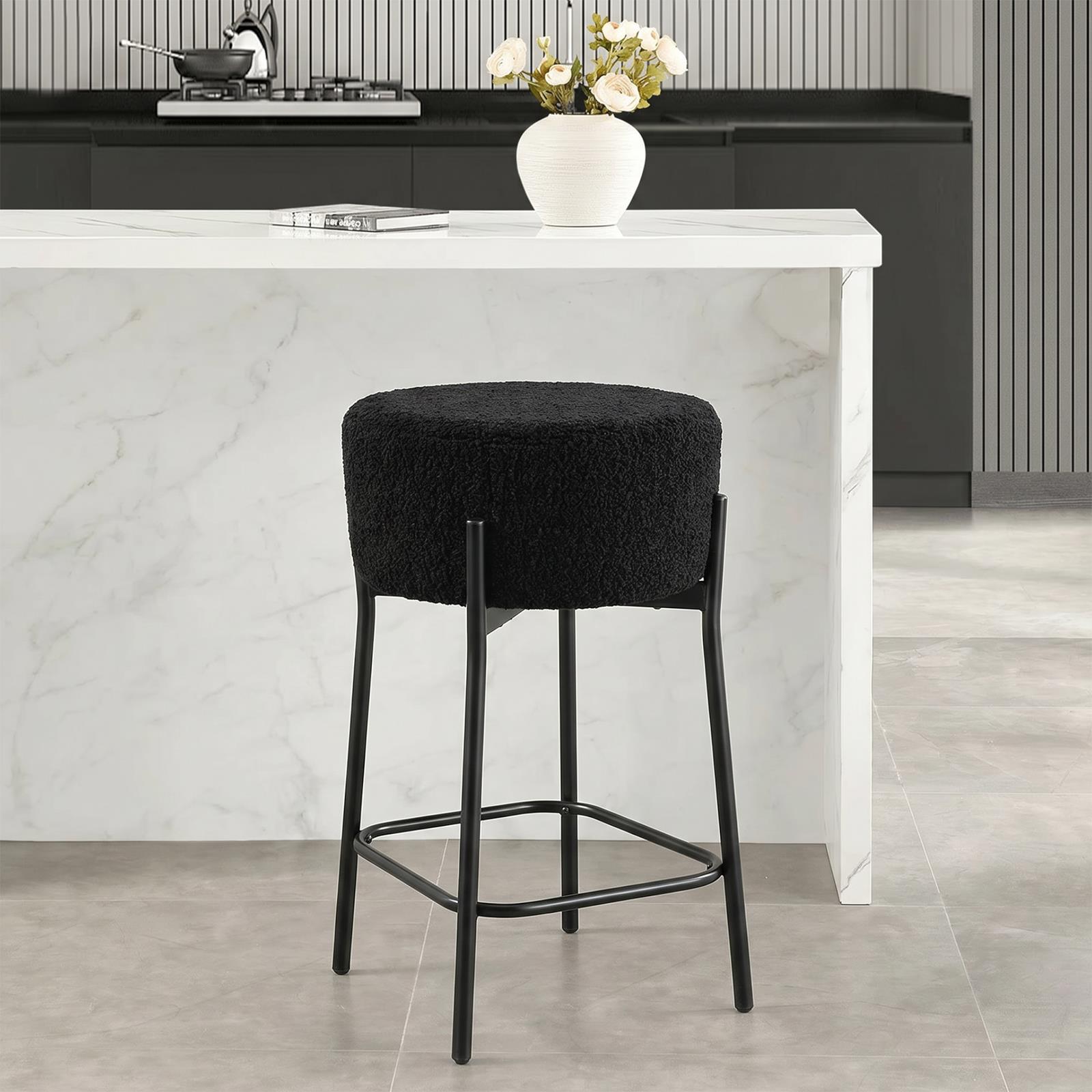 OHS Boucle Bar Stool Kitchen Chair Breakfast Pub Seat Home Decor