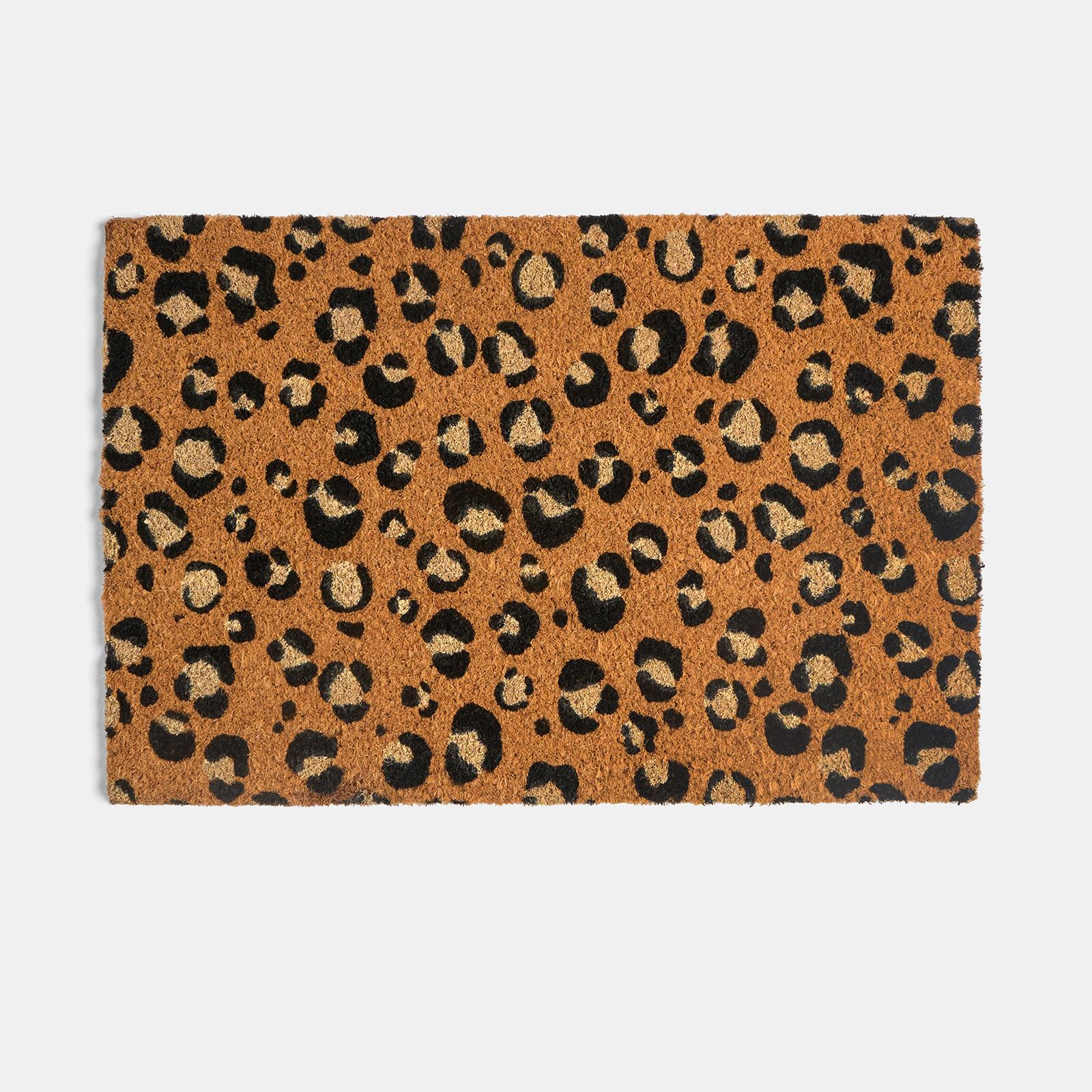 OHS Leopard Print Doormat Non Slip Indoor Outdoor Natural Coir Door Mat Rug