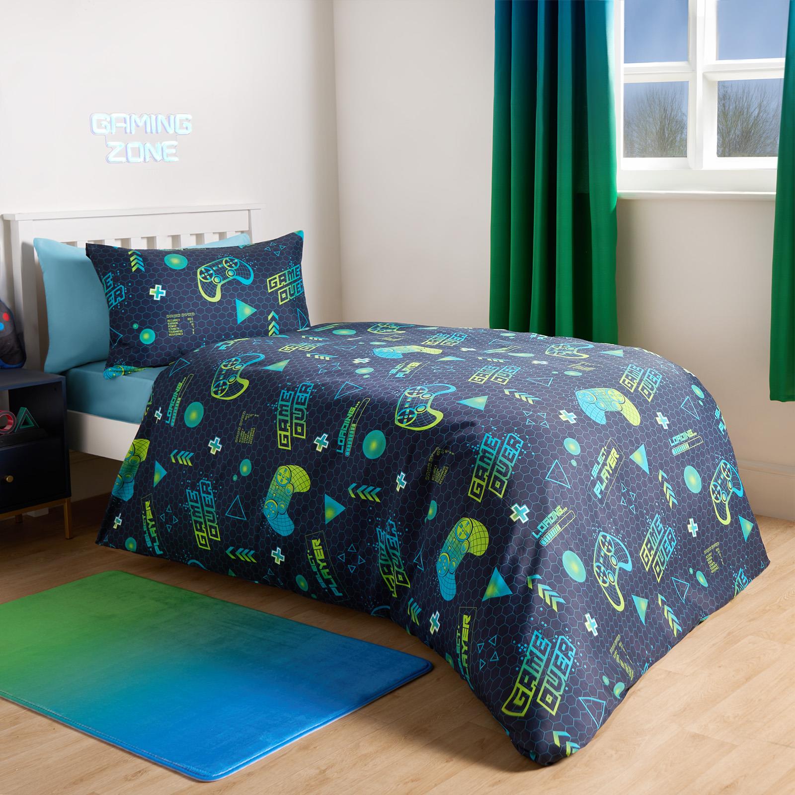 Gaming Duvet Cover Set Reversible Soft Quilt with Pillowcase Kids Bedding Single