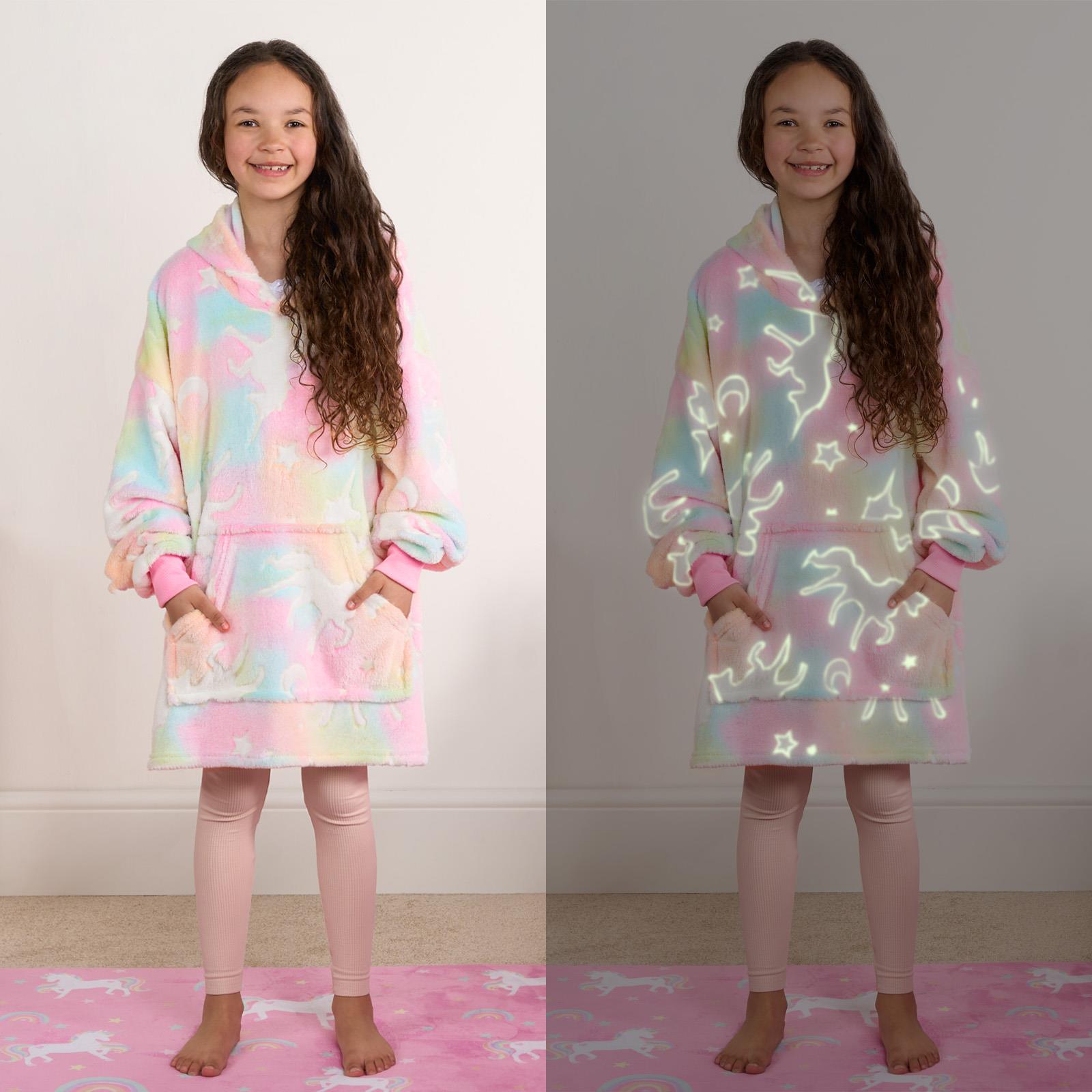 Kids Hoodie Blanket Oversized Sherpa Fleece Jumper Sweatshirt Soft Warm Throw - Picture 157 of 169