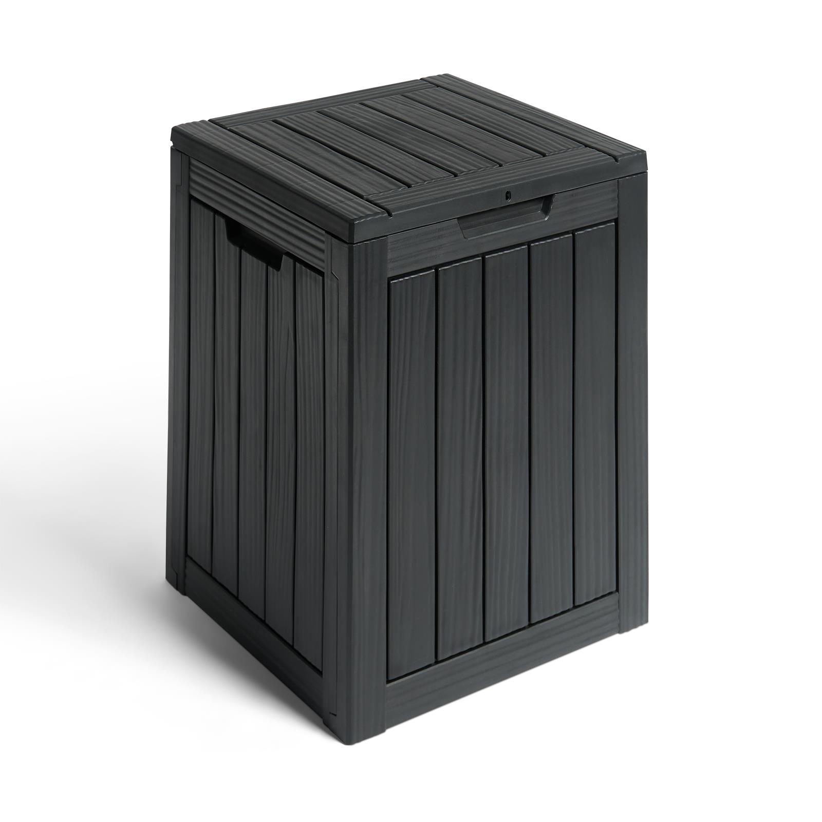 OHS Garden Storage Box Weather Resistant Plastic Wood Effect Outdoor Organiser