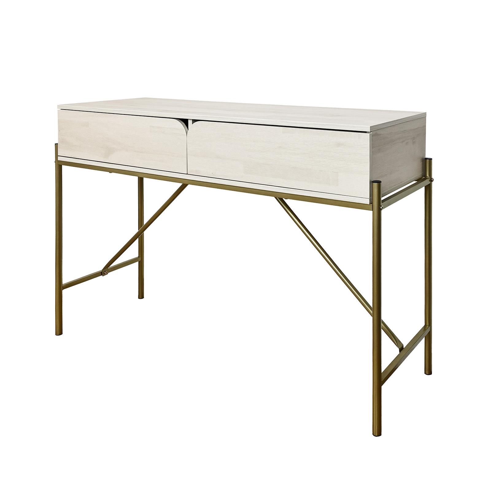 OHS Curved Dressing Table Engineered Wood Makeup Vanity Desk with 2 Drawers