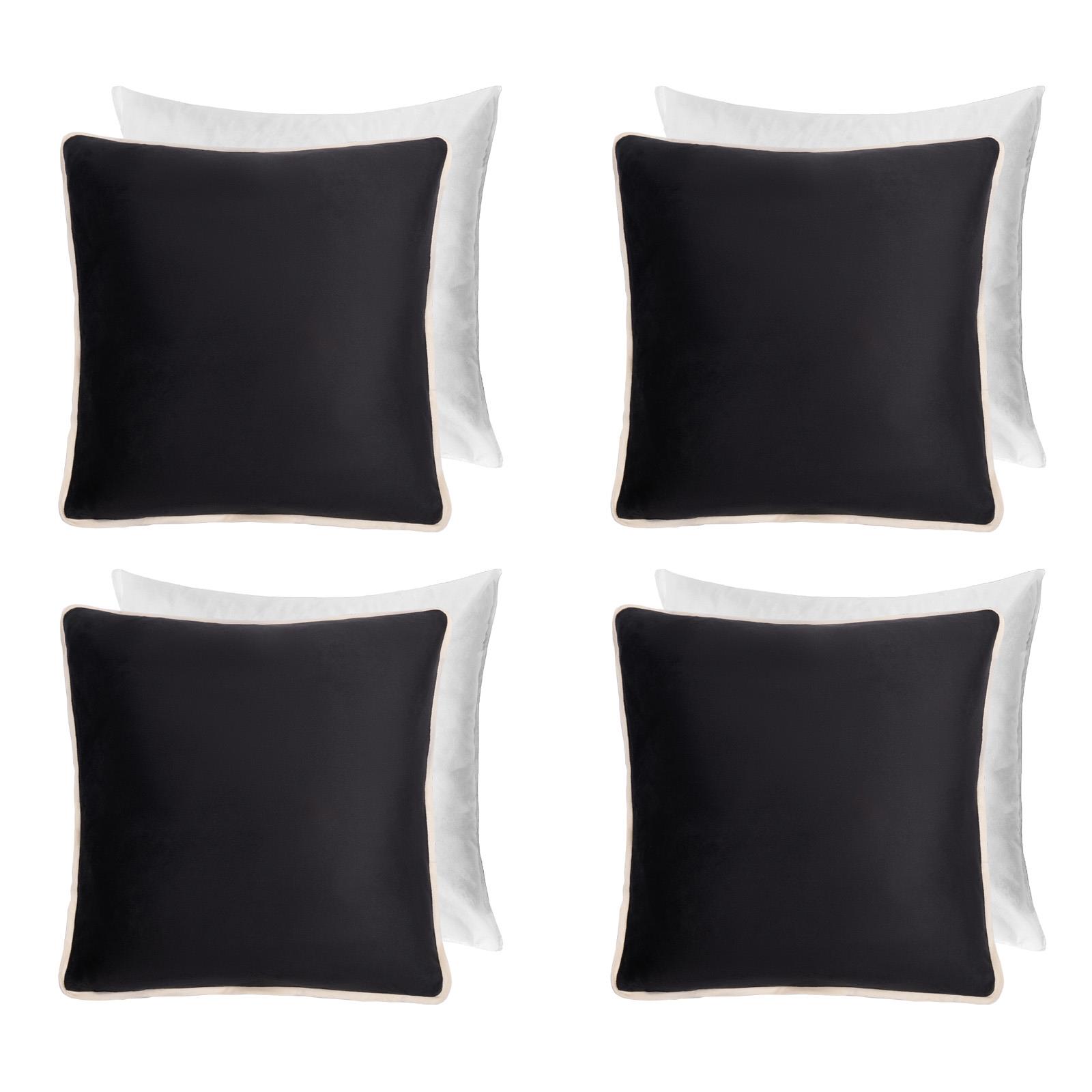 OHS Piped Edge Cushion Covers Matte Velvet Soft Luxury 2/4 Square Pillowcases