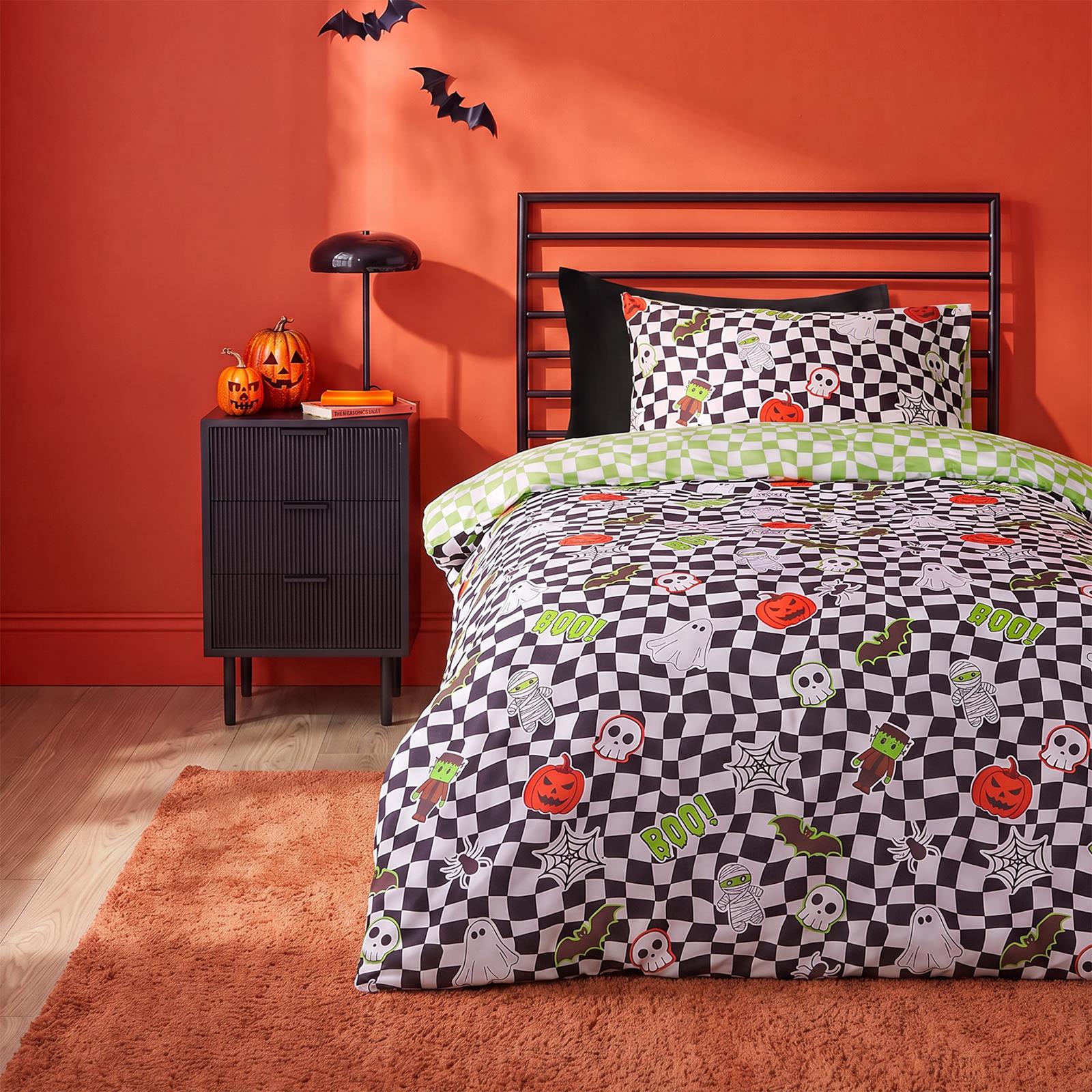 OHS Halloween Duvet Cover Pillowcase Bedding Set Kids Childrens Pumpkin Quilt