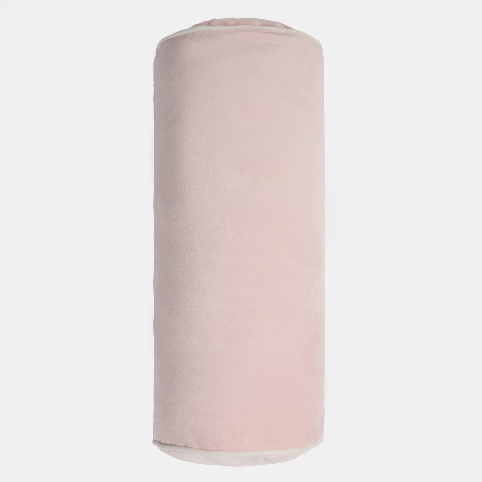 OHS Piped Edge Bolster Cushion Matte Velvet Bedroom Sofa Plump Filled Pillow