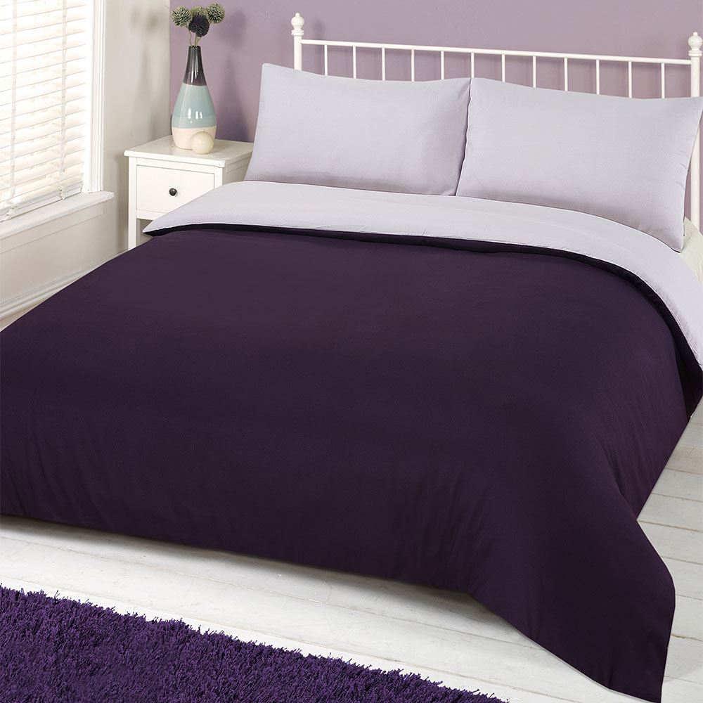 Brentfords Plain Navy Duvet Cover with Pillowcase Reversible Blue Bedding Set
