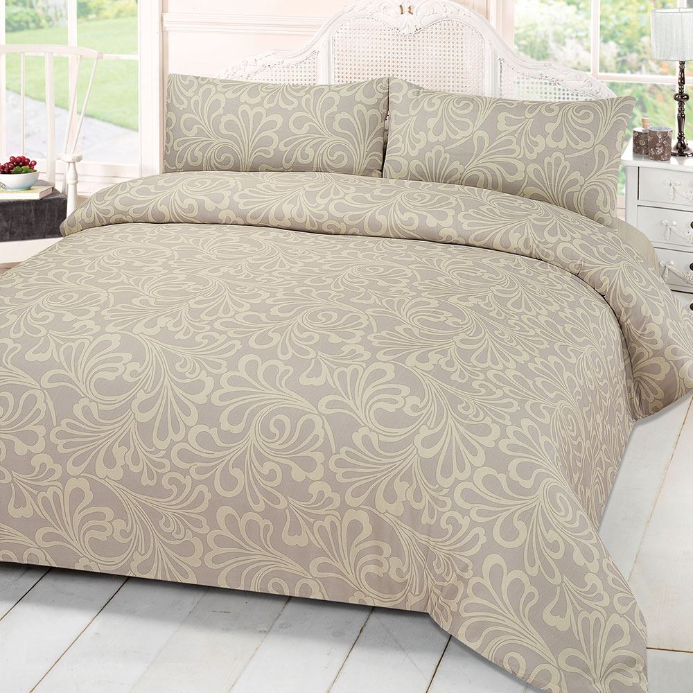 Damask Print Quilt Duvet Cover With Pillowcase Bedding Set Single