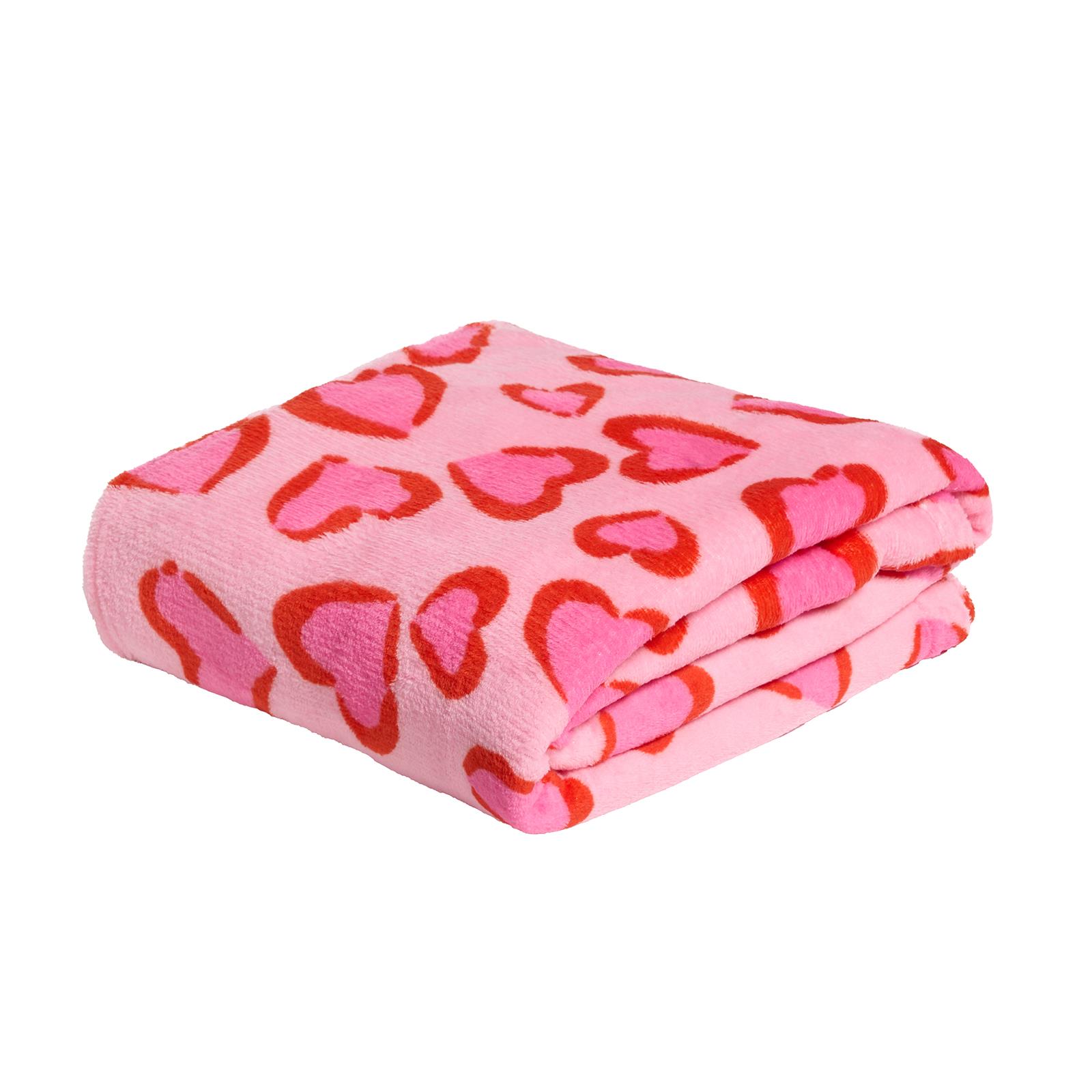 OHS Heart Leopard Throw Ultra Soft Blanket Flannel Fleece Lightweight Bedspread