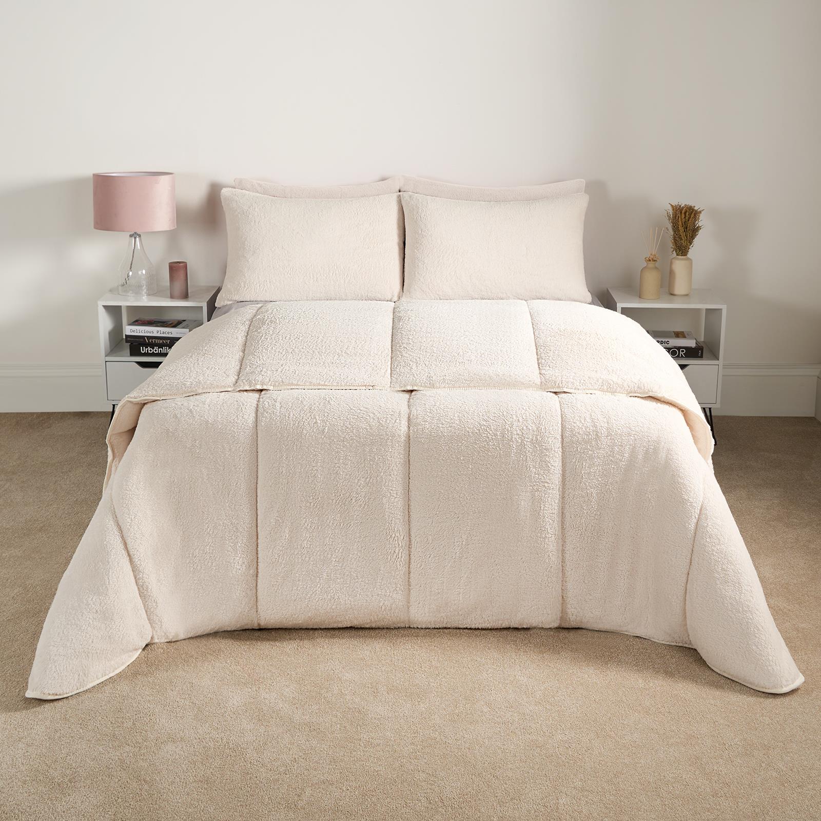 Teddy Fleece Coverless Duvet 10.5 TOG Pillowcase Bedding Set Single Double King - Picture 15 of 25
