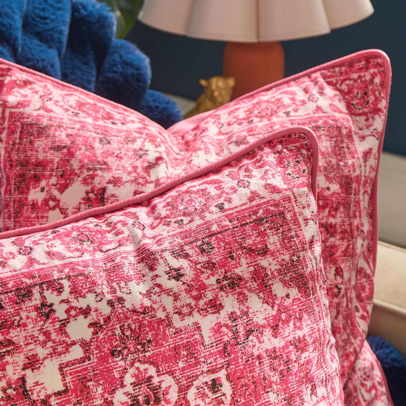 OHS Vintage Print Cushion Covers Matte Velvet Super Soft Square Pillowcases