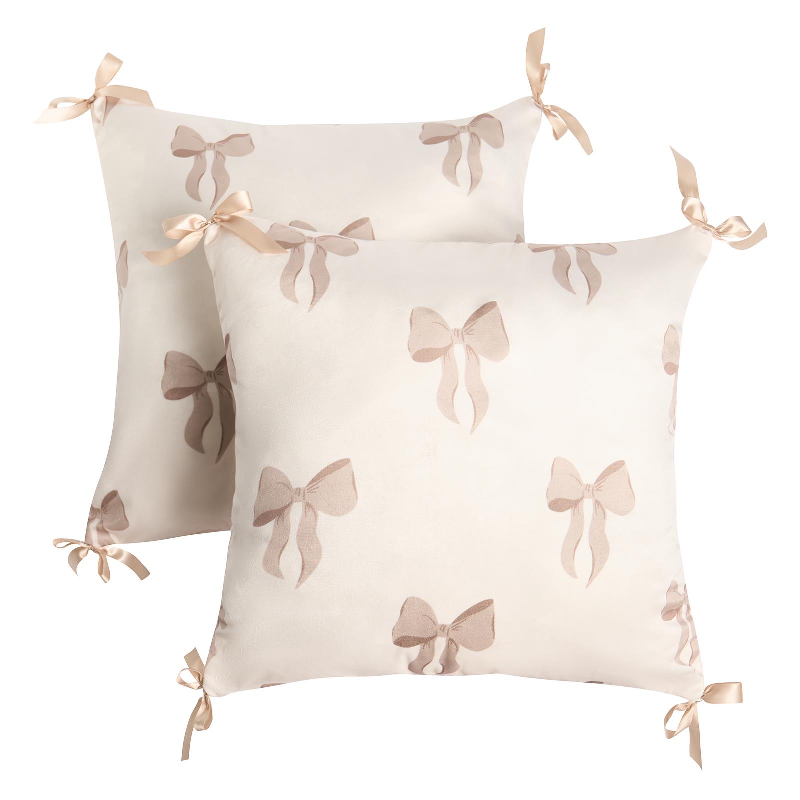 OHS Bows Cushion Covers Matte Velvet Living Room Square Pillowcases Home Decor