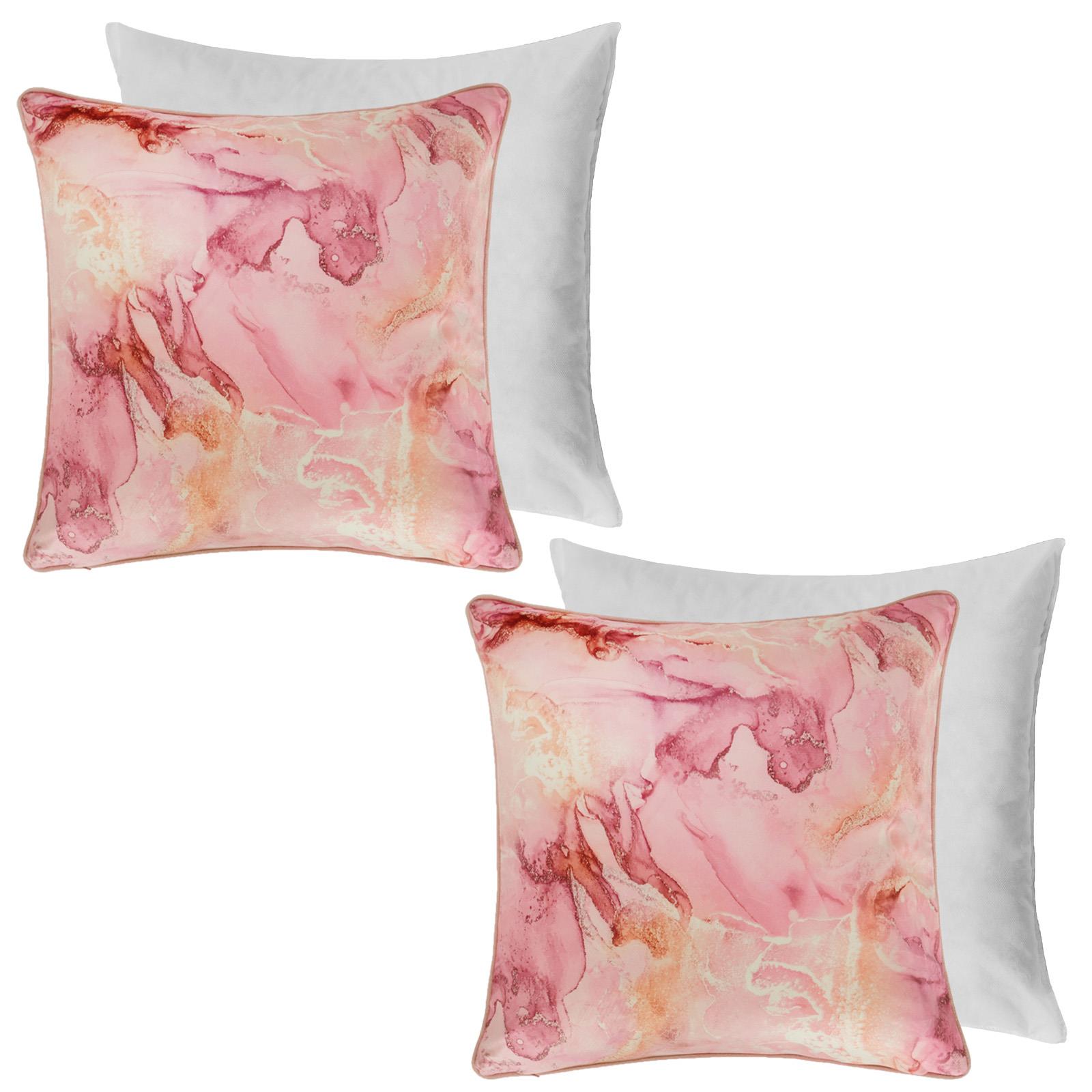 Matte Velvet Cushion Covers Marble Pack of 2/4 Plump Filled Pads Home Decor Set - Picture 13 of 47