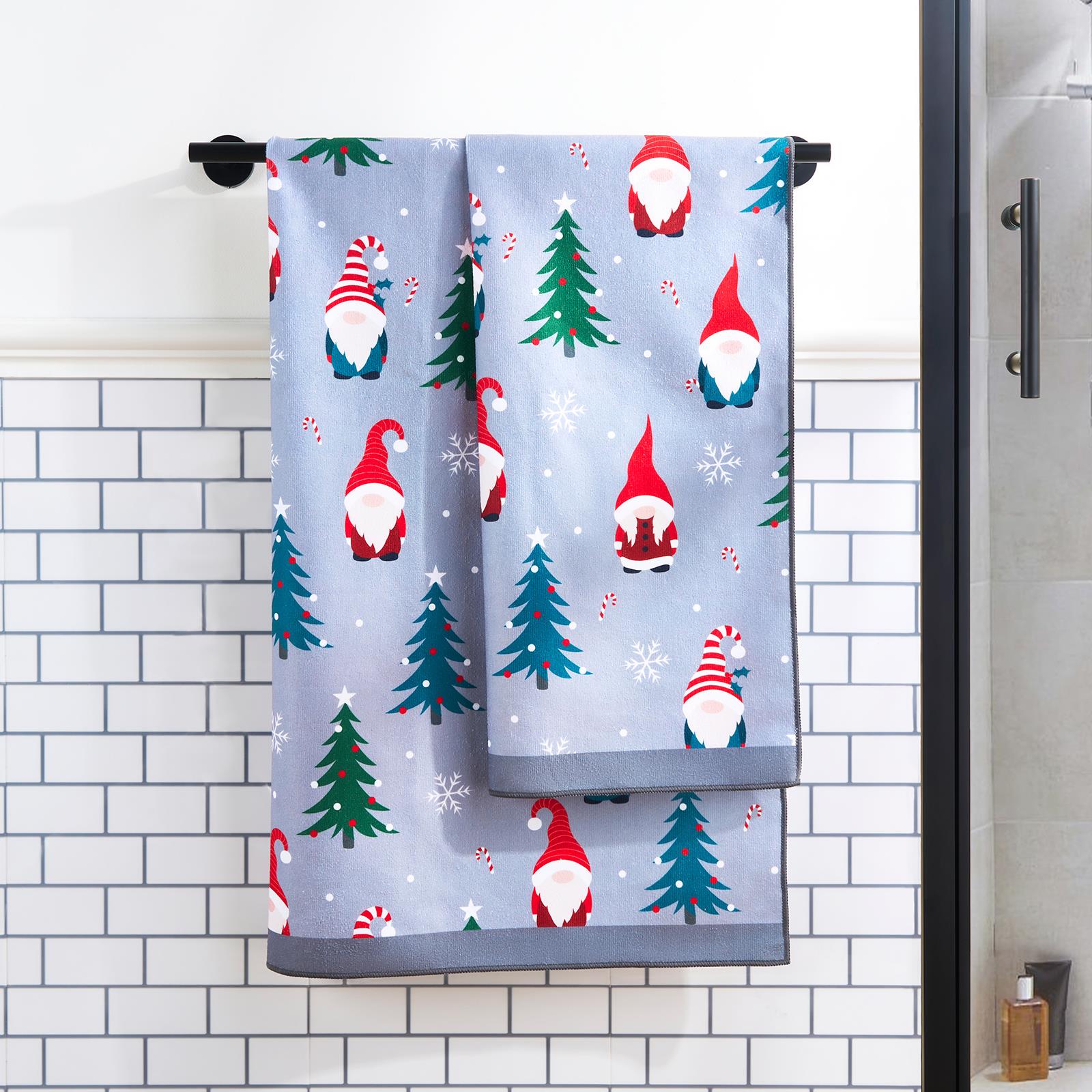 OHS Gonk Print Towels Novelty Xmas Autumn Soft Absorbent Hand Bath Towel Sheet