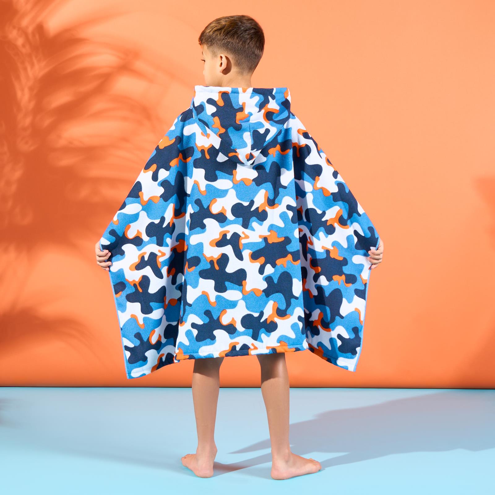 Kids Poncho Beach Towel Hooded Quick Dry Microfibre Holiday Swimming Absorbent