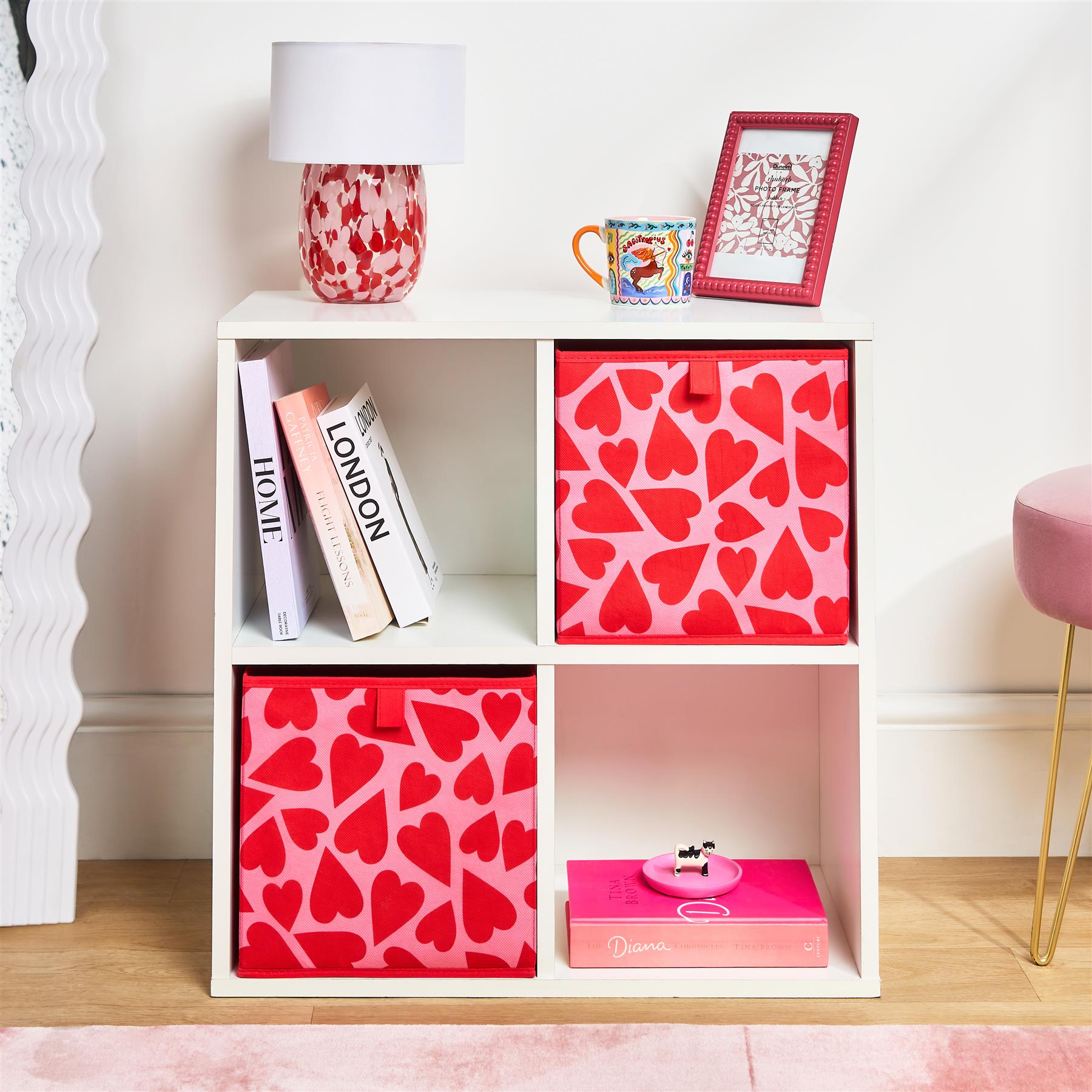 OHS Heart Storage Box 2 Pack Folding Cube Space Saving Organiser
