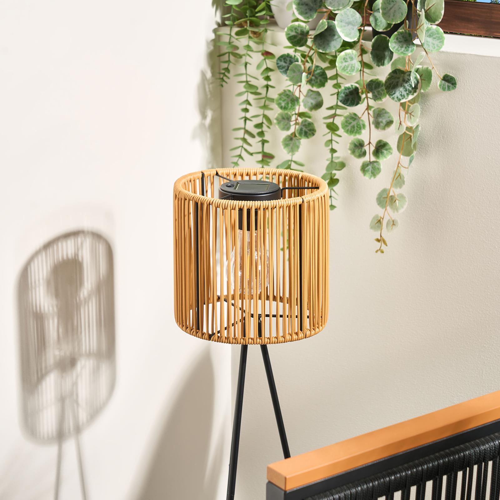 OHS Solar Floor Lamp Rattan Cordless Outdoor Garden Light Dusk Sensor