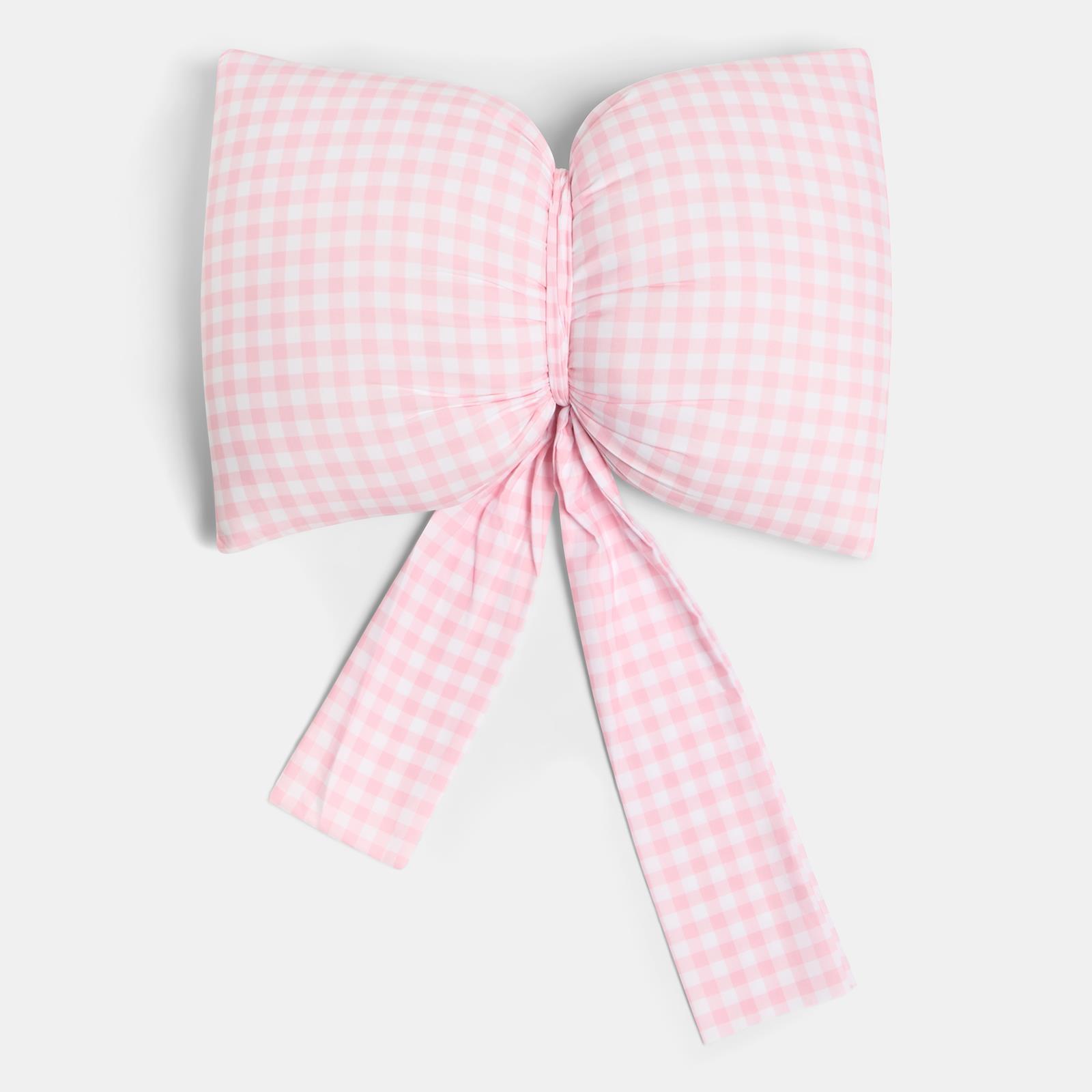 OHS Bow Shaped Cushion Decorative Filled Gingham Scatter Throw Pillow