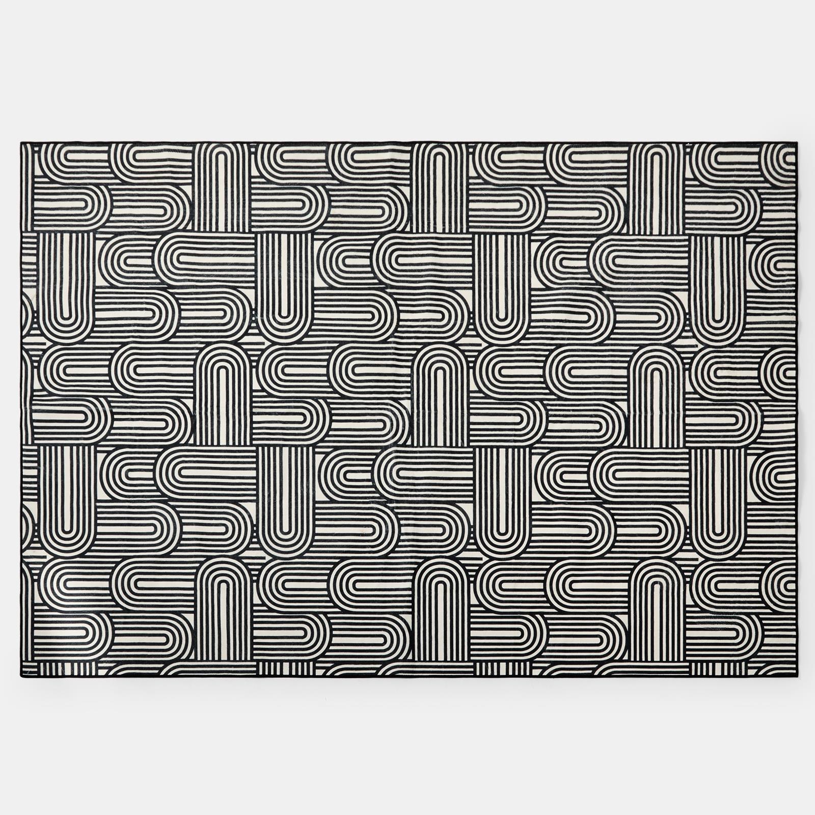 OHS Washable Rug Geometric Print Ultra Soft Living Room Area Mat Accent Rugs