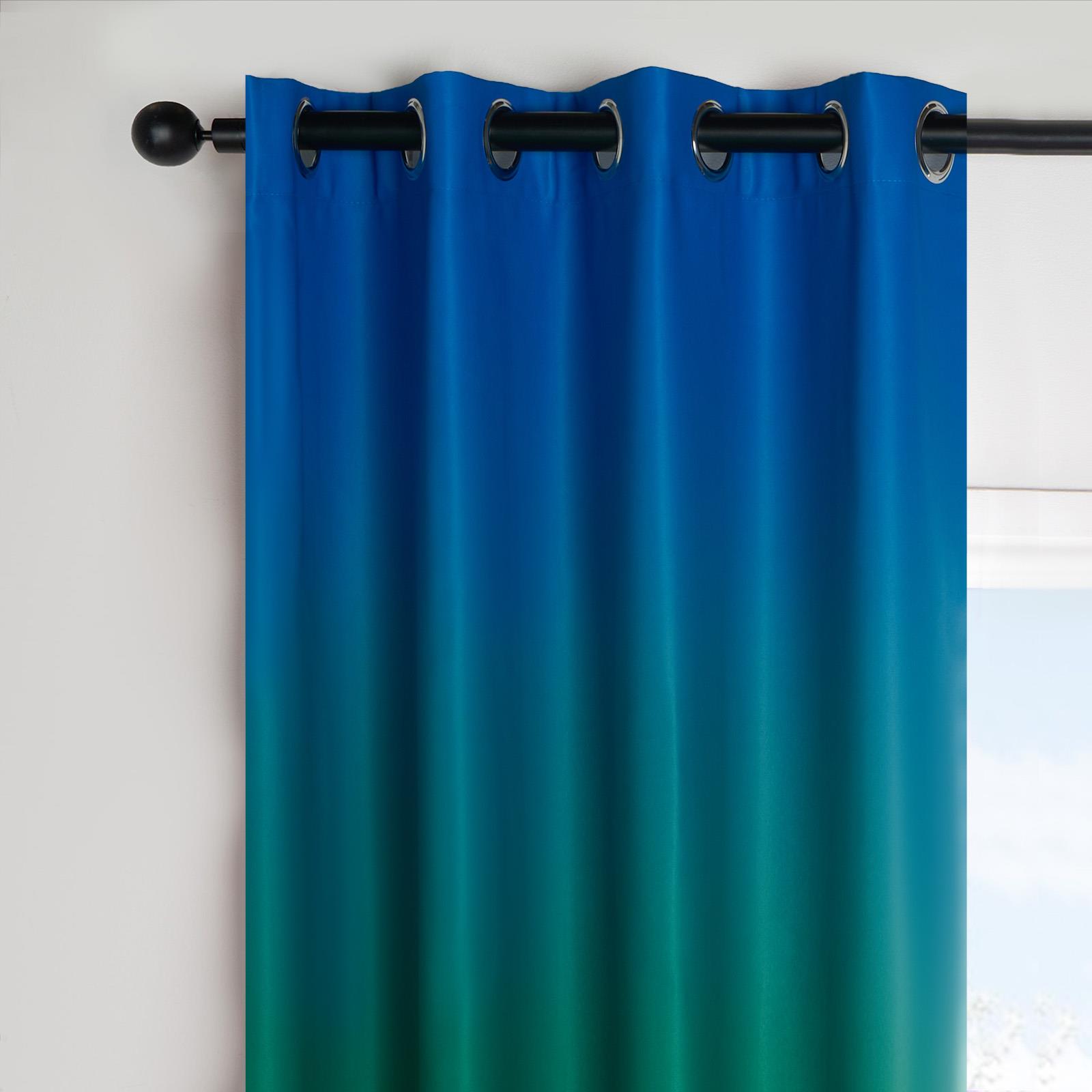 Ombre Eyelet Blackout Kids Curtains Pair of Ring Top Rainbow Ready Made Panels