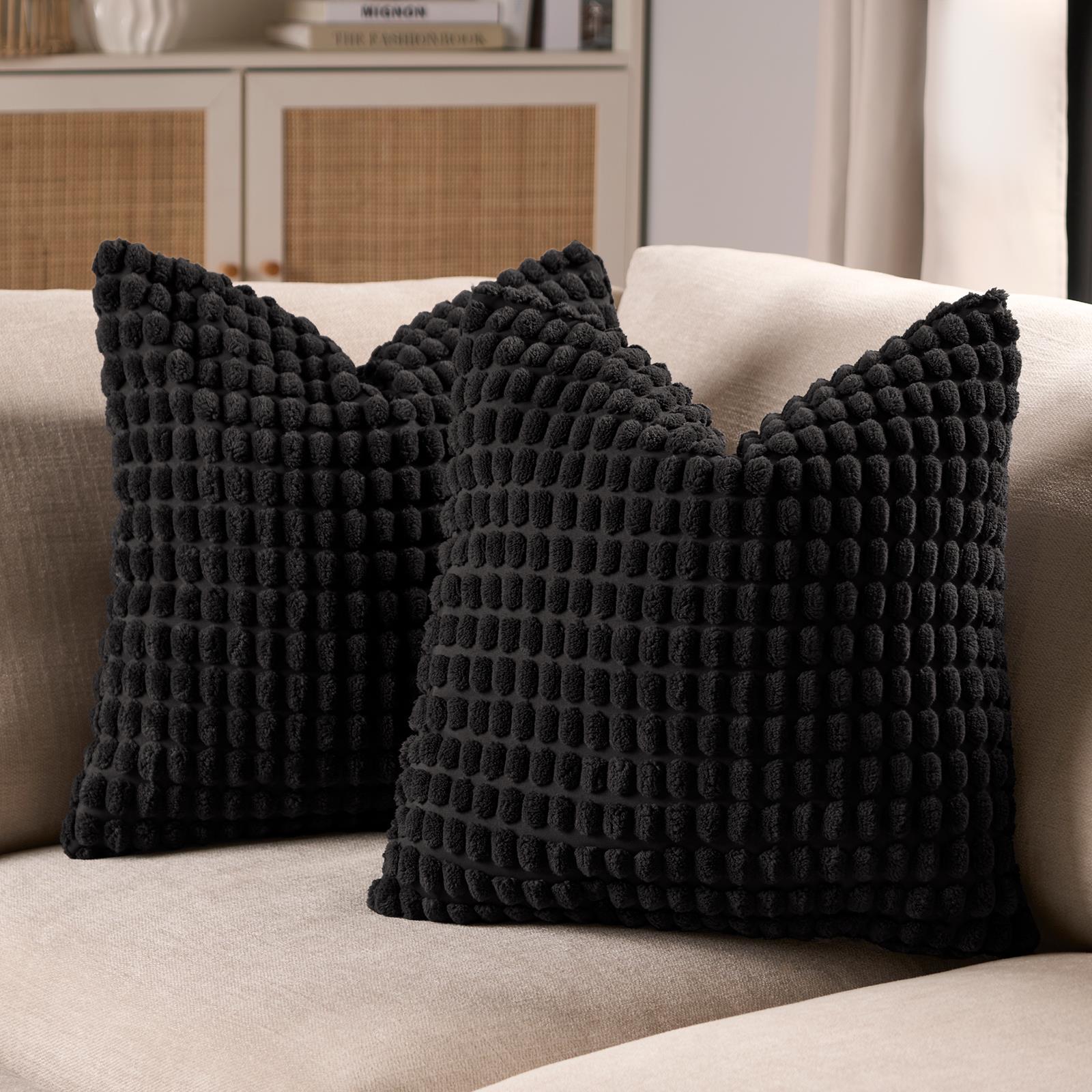 OHS Bobble Cushion Covers Soft Fleece Square Pillowcases Winter Home Decor