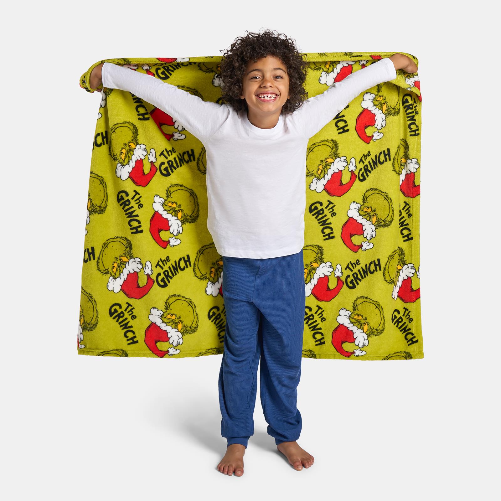 OHS x Grinch Throw Xmas Soft Fleece Novelty Hooded Blanket Thermal Bedspread