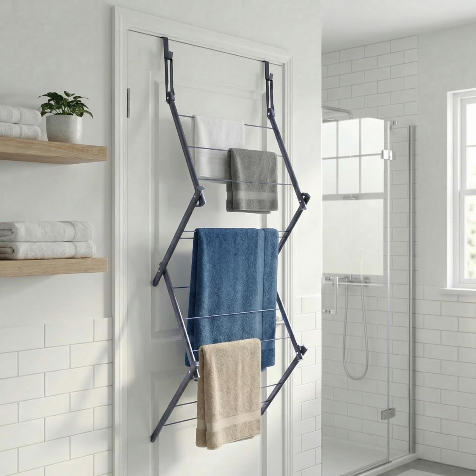 Over Door Clothes Airer Utility Caravan Towel Clothes Drying Rack Hanger Compact
