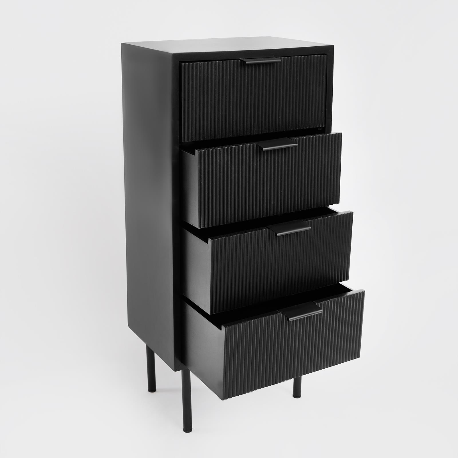Ribbed Bedside Table Modern Bedroom 3/4 Draw Office Nightstand Living Room Unit - Picture 59 of 71