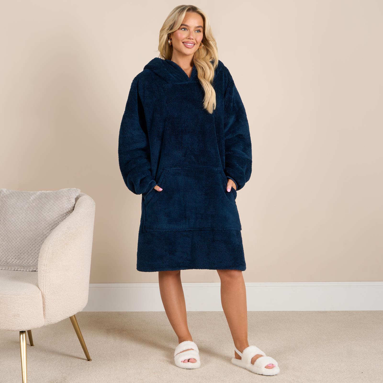 OHS Teddy Fleece Sherpa Lined Hooded Blanket Soft Oversized Adults Throw
